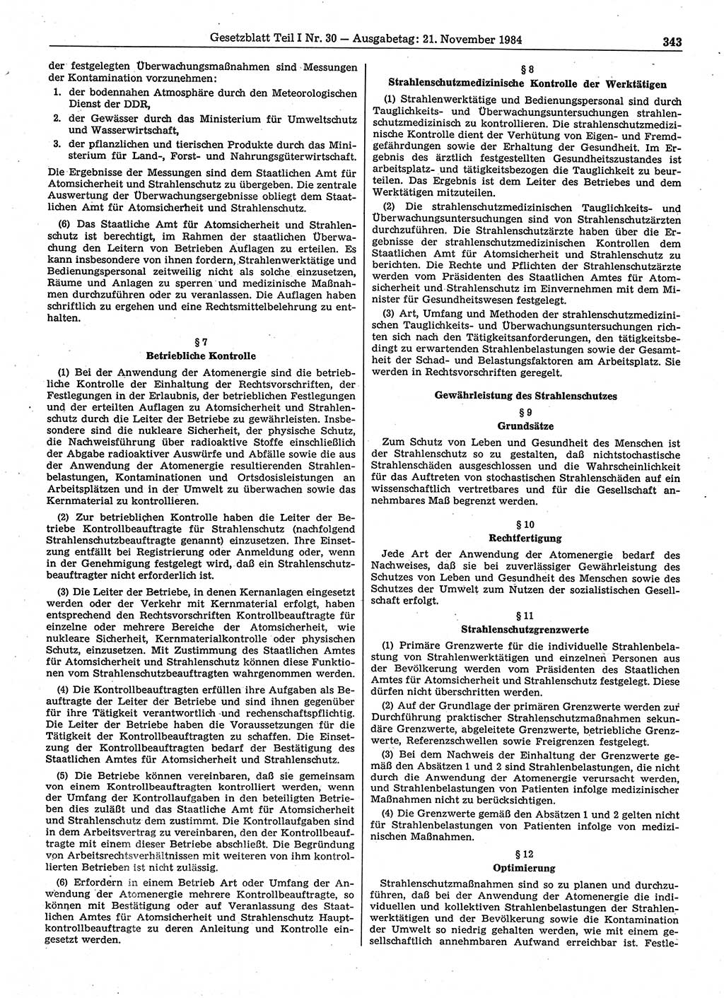 Gesetzblatt (GBl.) der Deutschen Demokratischen Republik (DDR) Teil Ⅰ 1984, Seite 343 (GBl. DDR Ⅰ 1984, S. 343)