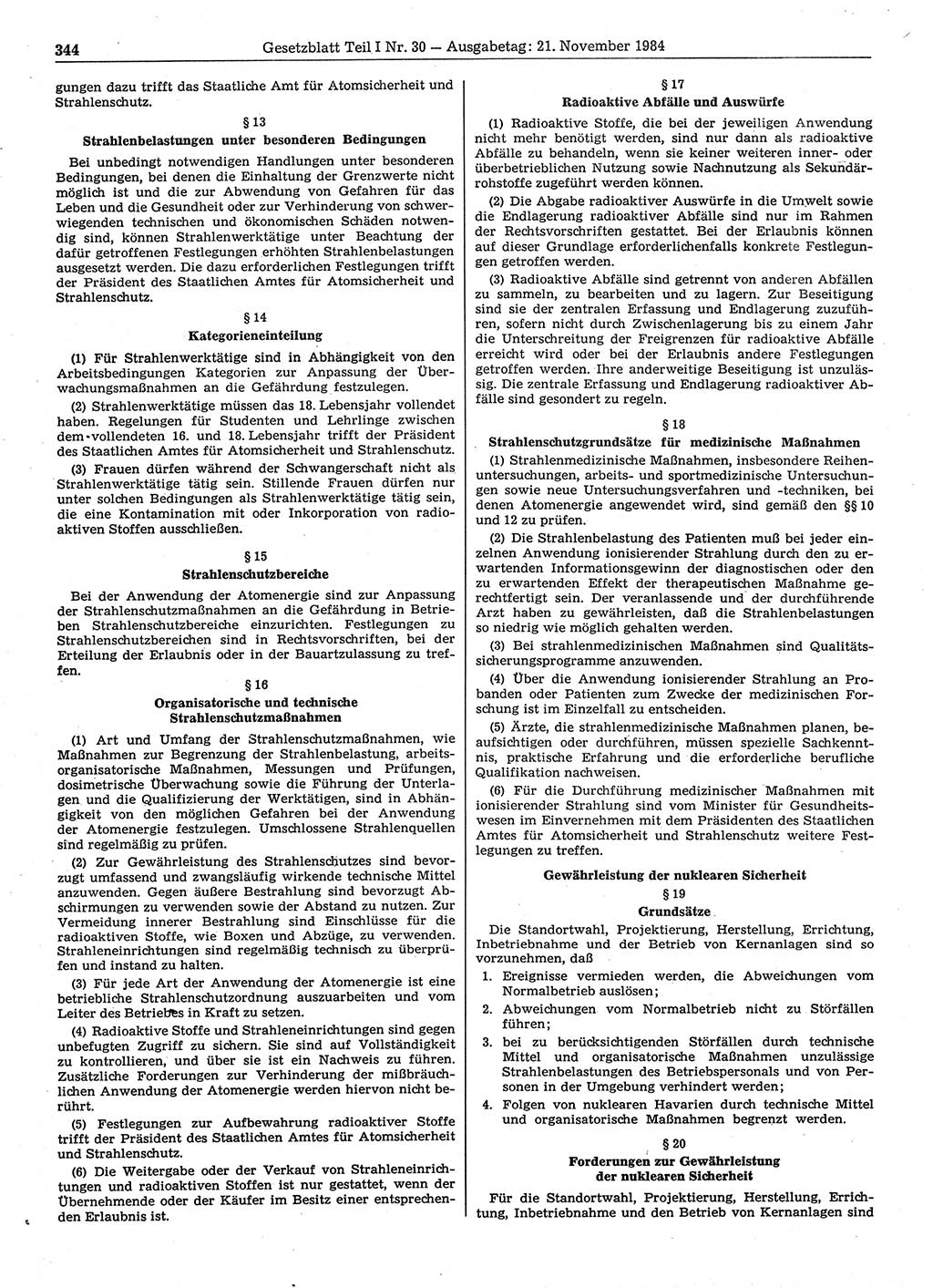 Gesetzblatt (GBl.) der Deutschen Demokratischen Republik (DDR) Teil Ⅰ 1984, Seite 344 (GBl. DDR Ⅰ 1984, S. 344)