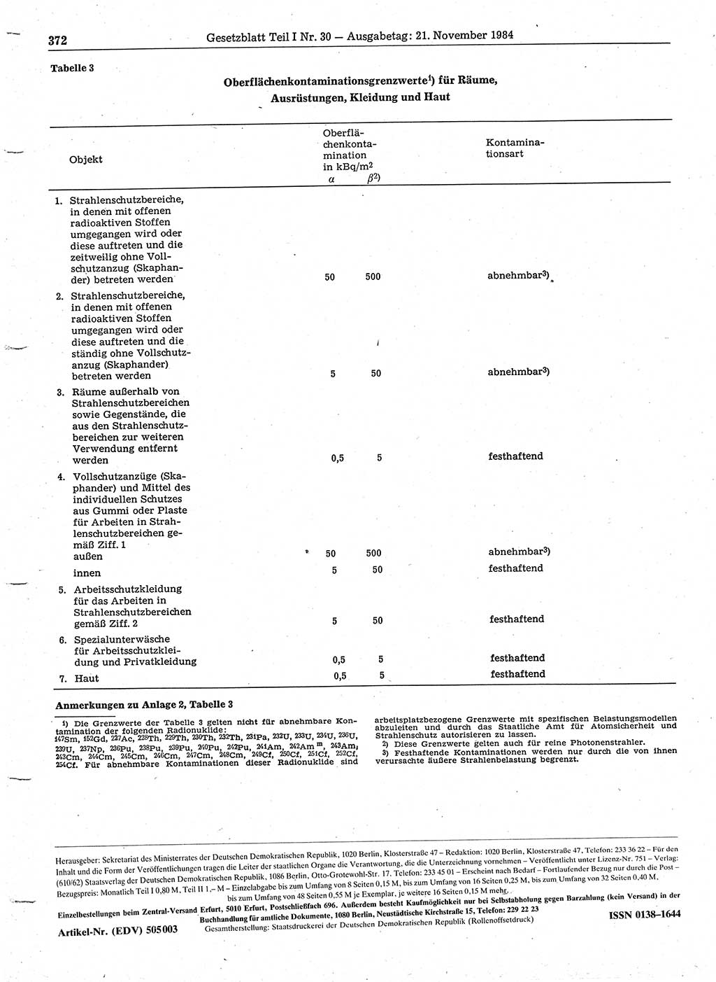 Gesetzblatt (GBl.) der Deutschen Demokratischen Republik (DDR) Teil Ⅰ 1984, Seite 372 (GBl. DDR Ⅰ 1984, S. 372)