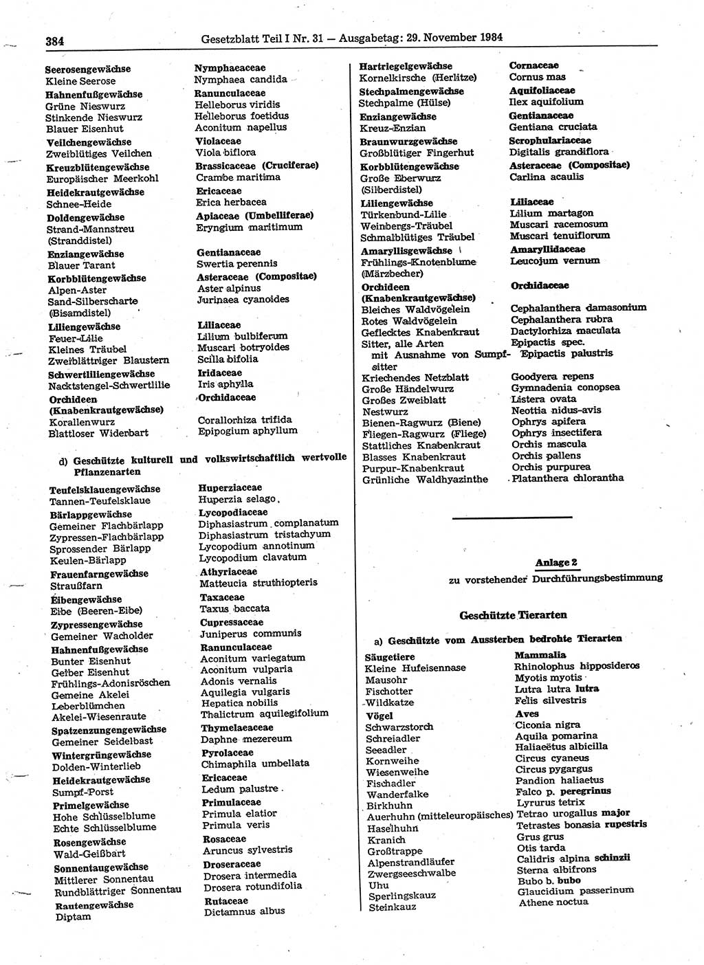 Gesetzblatt (GBl.) der Deutschen Demokratischen Republik (DDR) Teil Ⅰ 1984, Seite 384 (GBl. DDR Ⅰ 1984, S. 384)