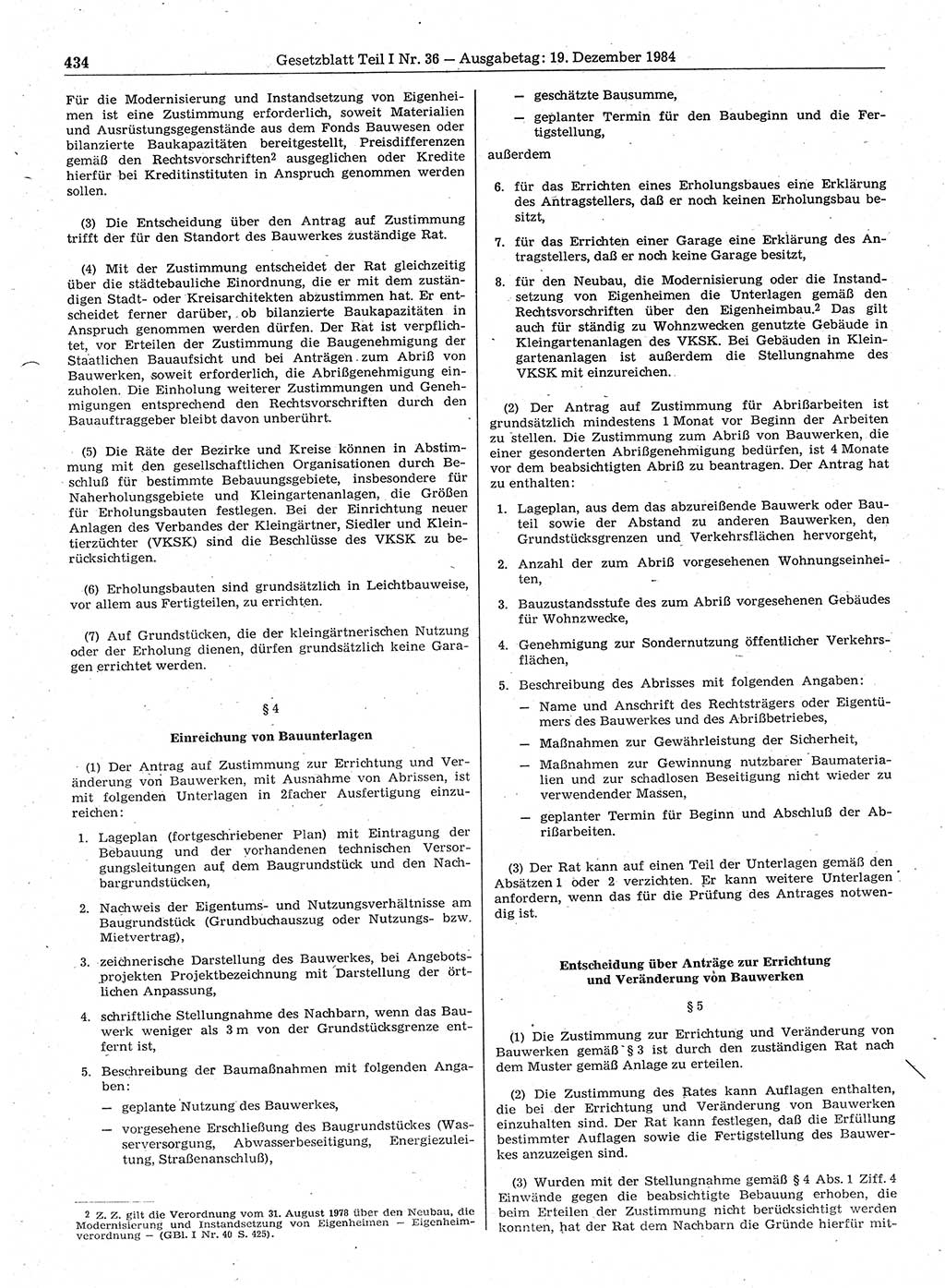 Gesetzblatt (GBl.) der Deutschen Demokratischen Republik (DDR) Teil Ⅰ 1984, Seite 434 (GBl. DDR Ⅰ 1984, S. 434)