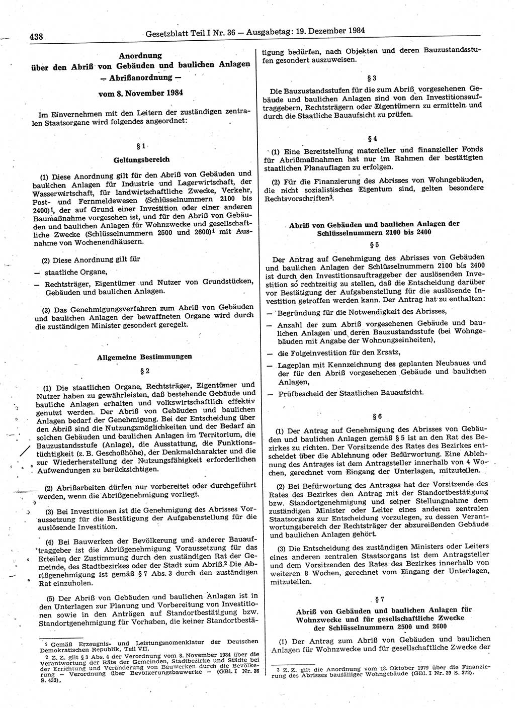 Gesetzblatt (GBl.) der Deutschen Demokratischen Republik (DDR) Teil Ⅰ 1984, Seite 438 (GBl. DDR Ⅰ 1984, S. 438)
