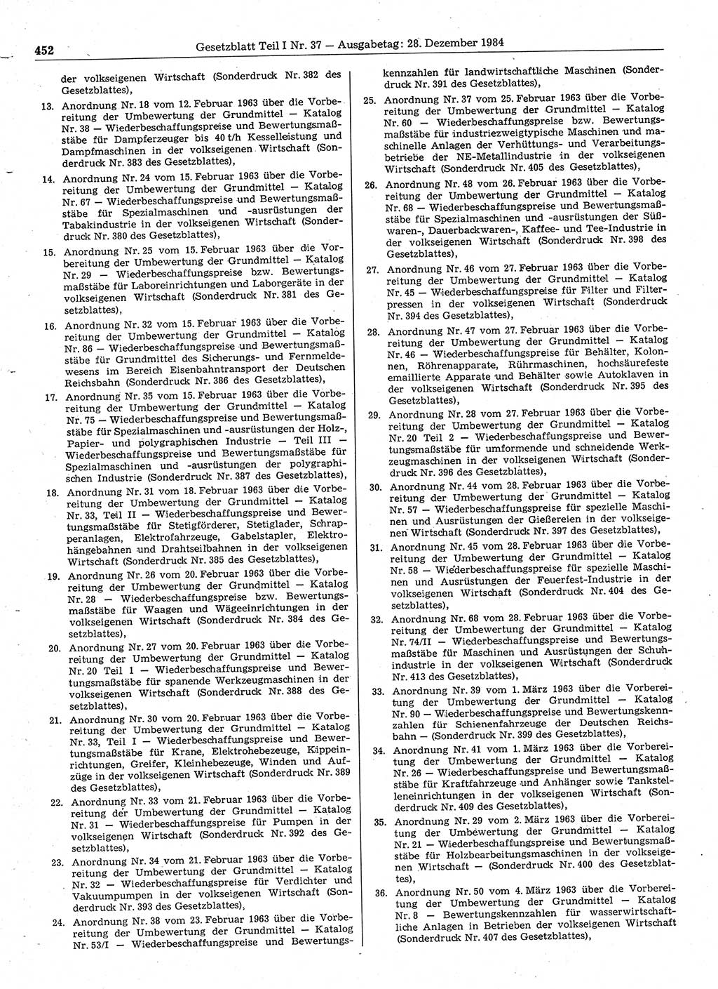 Gesetzblatt (GBl.) der Deutschen Demokratischen Republik (DDR) Teil Ⅰ 1984, Seite 452 (GBl. DDR Ⅰ 1984, S. 452)