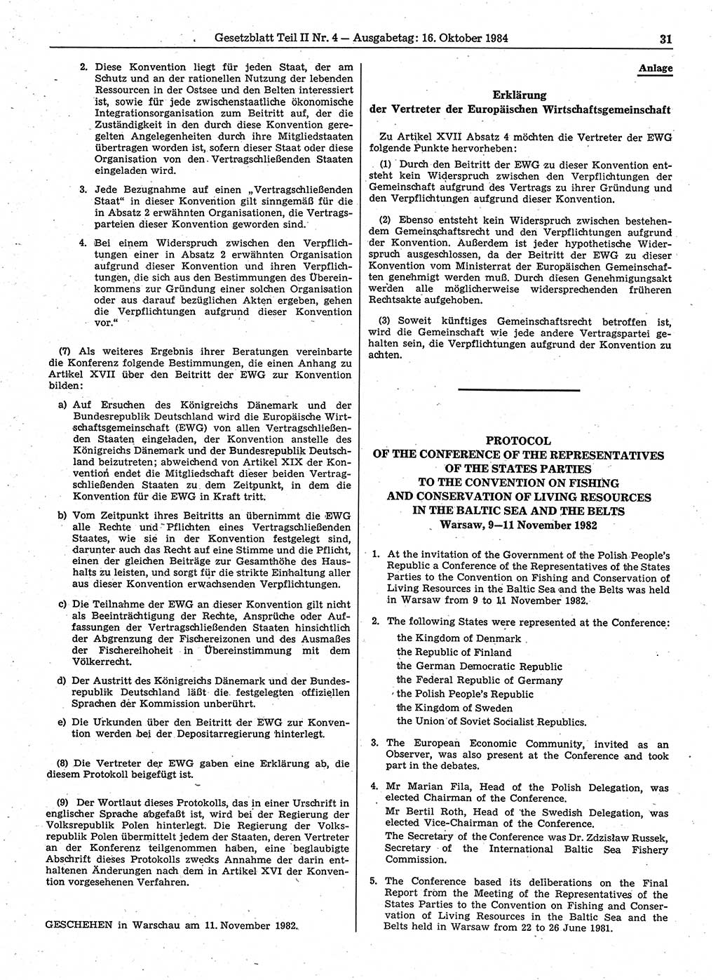 Gesetzblatt (GBl.) der Deutschen Demokratischen Republik (DDR) Teil ⅠⅠ 1984, Seite 31 (GBl. DDR ⅠⅠ 1984, S. 31)