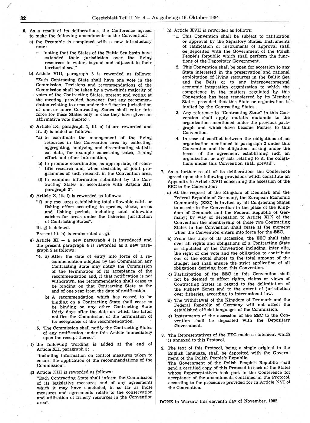Gesetzblatt (GBl.) der Deutschen Demokratischen Republik (DDR) Teil ⅠⅠ 1984, Seite 32 (GBl. DDR ⅠⅠ 1984, S. 32)