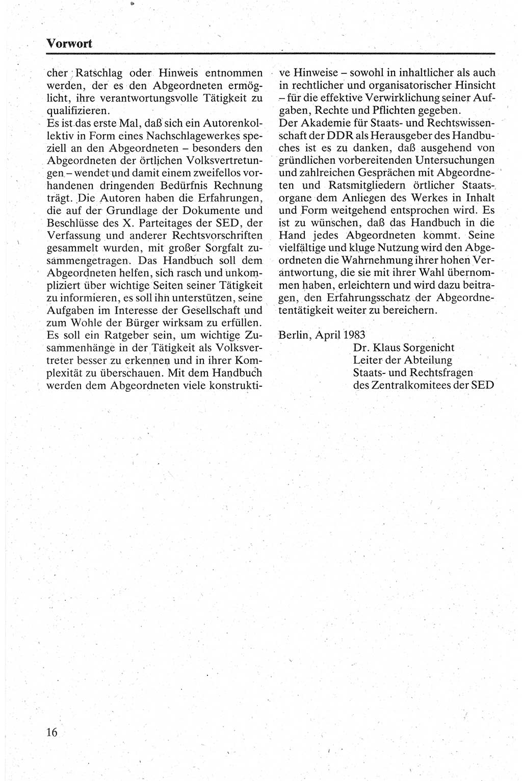Handbuch für den Abgeordneten [Deutsche Demokratische Republik (DDR)] 1984, Seite 16 (Hb. Abg. DDR 1984, S. 16)