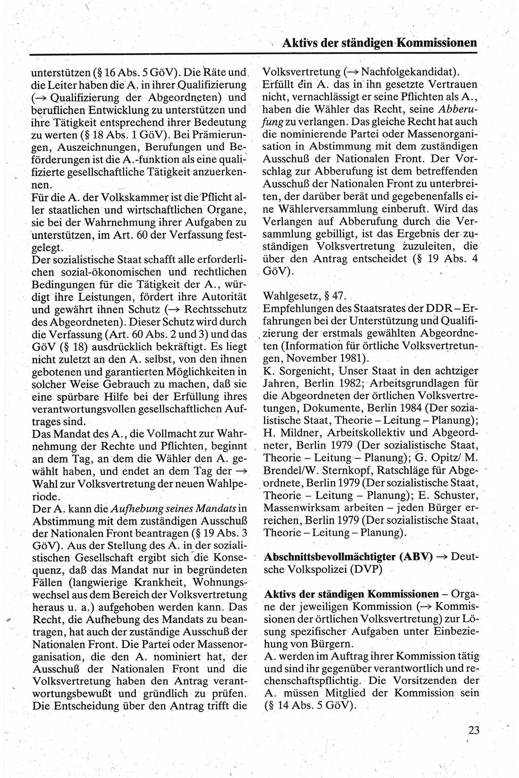 Handbuch für den Abgeordneten [Deutsche Demokratische Republik (DDR)] 1984, Seite 23 (Hb. Abg. DDR 1984, S. 23)