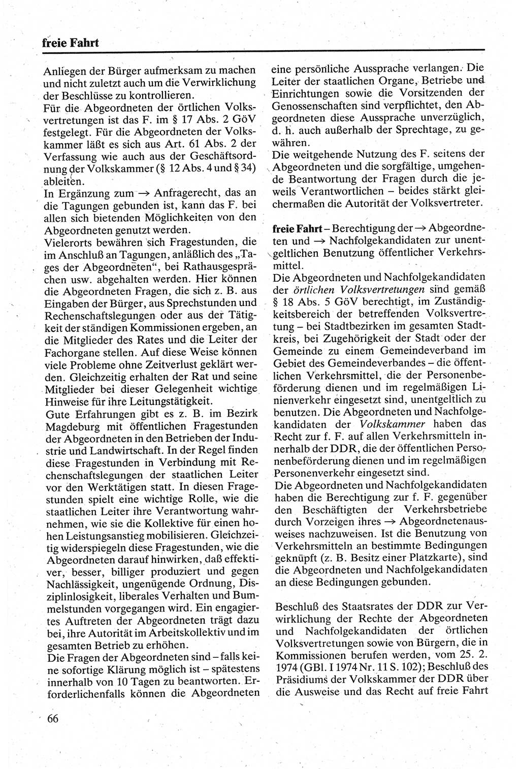 Handbuch für den Abgeordneten [Deutsche Demokratische Republik (DDR)] 1984, Seite 66 (Hb. Abg. DDR 1984, S. 66)