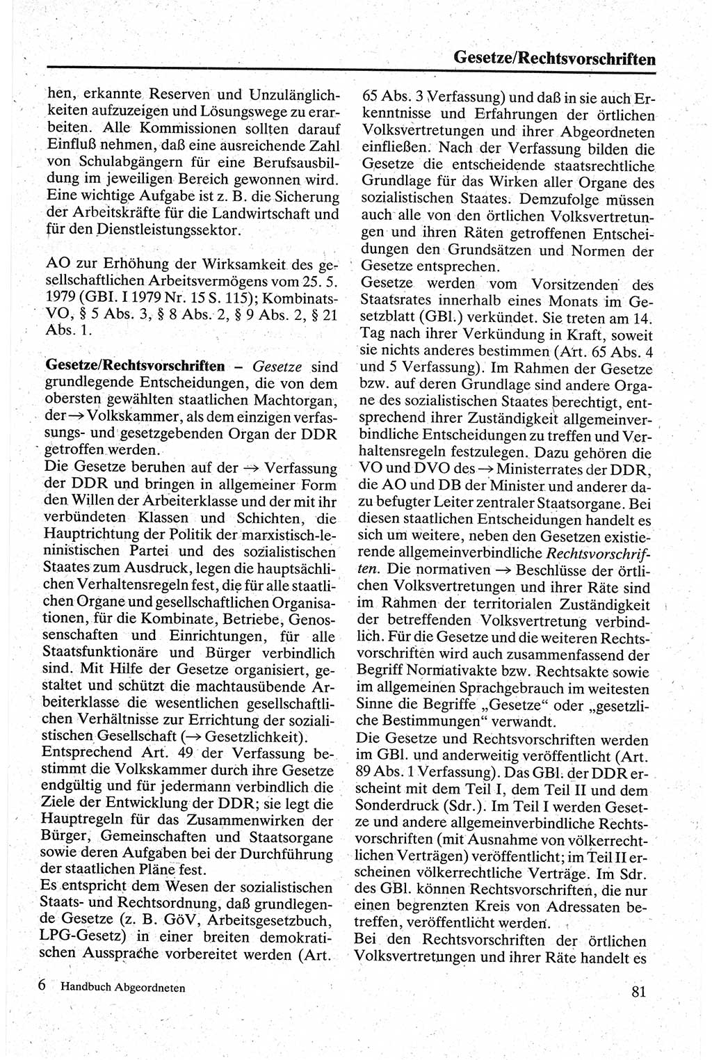 Handbuch für den Abgeordneten [Deutsche Demokratische Republik (DDR)] 1984, Seite 81 (Hb. Abg. DDR 1984, S. 81)