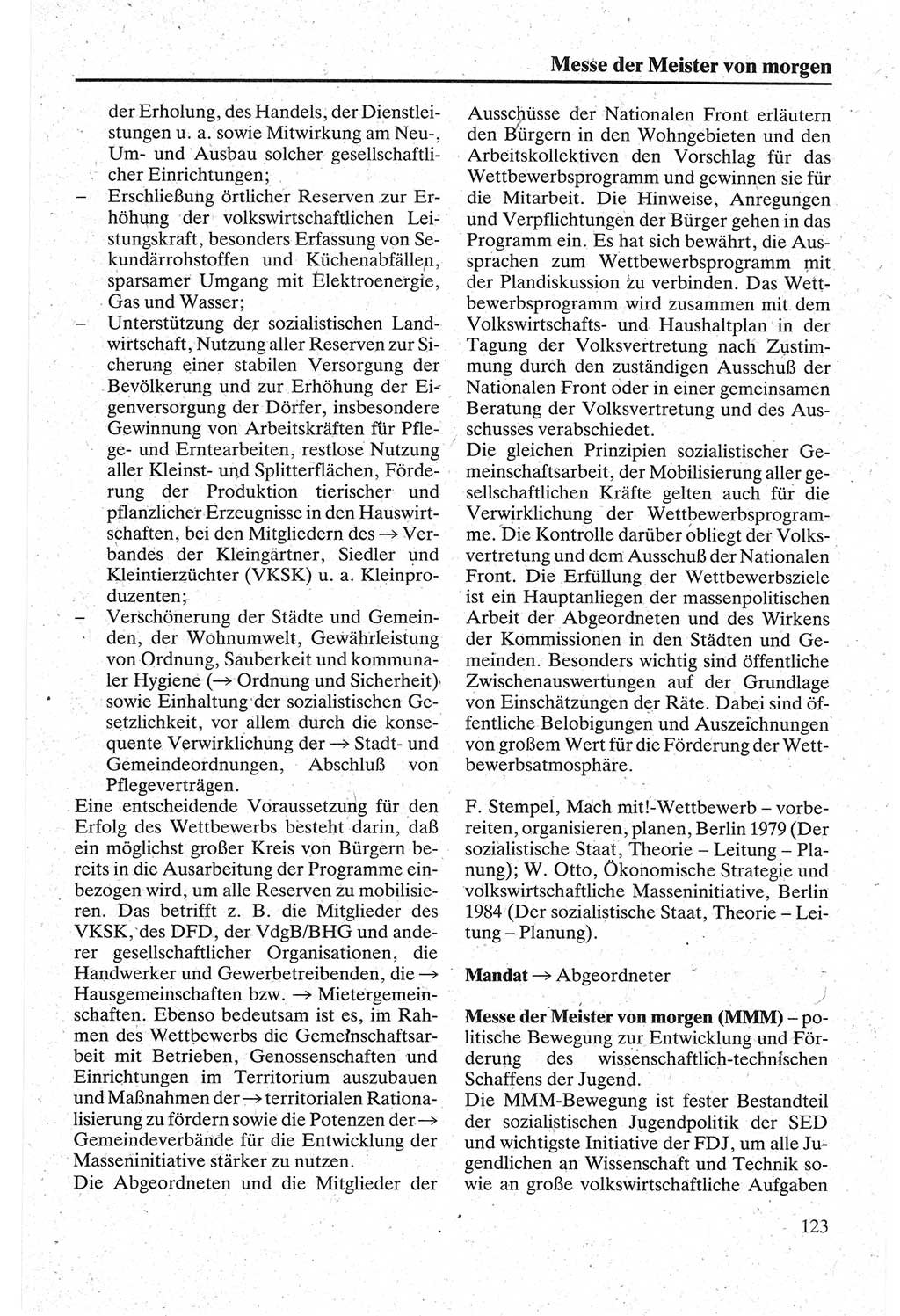 Handbuch für den Abgeordneten [Deutsche Demokratische Republik (DDR)] 1984, Seite 123 (Hb. Abg. DDR 1984, S. 123)