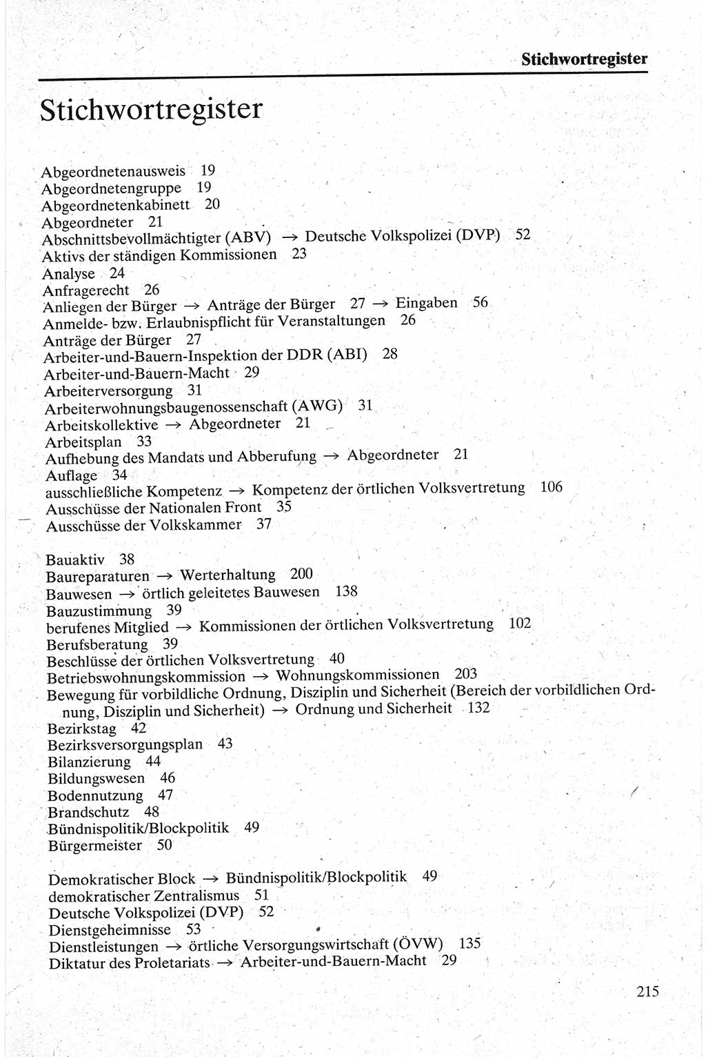 Handbuch für den Abgeordneten [Deutsche Demokratische Republik (DDR)] 1984, Seite 215 (Hb. Abg. DDR 1984, S. 215)