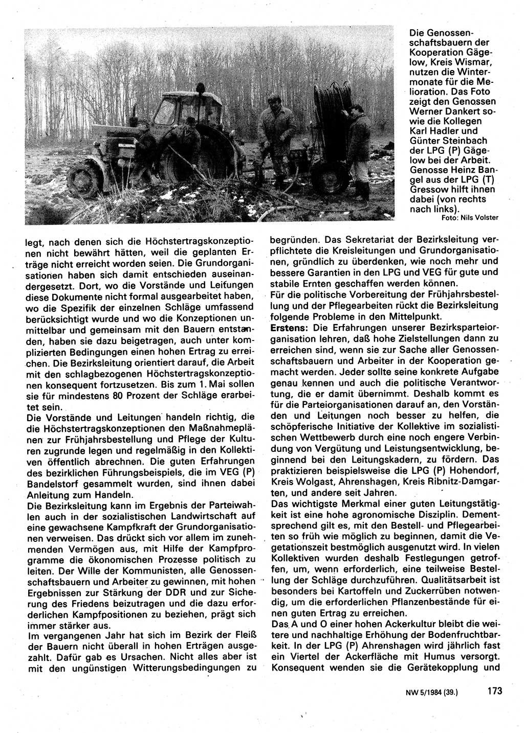 Neuer Weg (NW), Organ des Zentralkomitees (ZK) der SED (Sozialistische Einheitspartei Deutschlands) für Fragen des Parteilebens, 39. Jahrgang [Deutsche Demokratische Republik (DDR)] 1984, Seite 173 (NW ZK SED DDR 1984, S. 173)