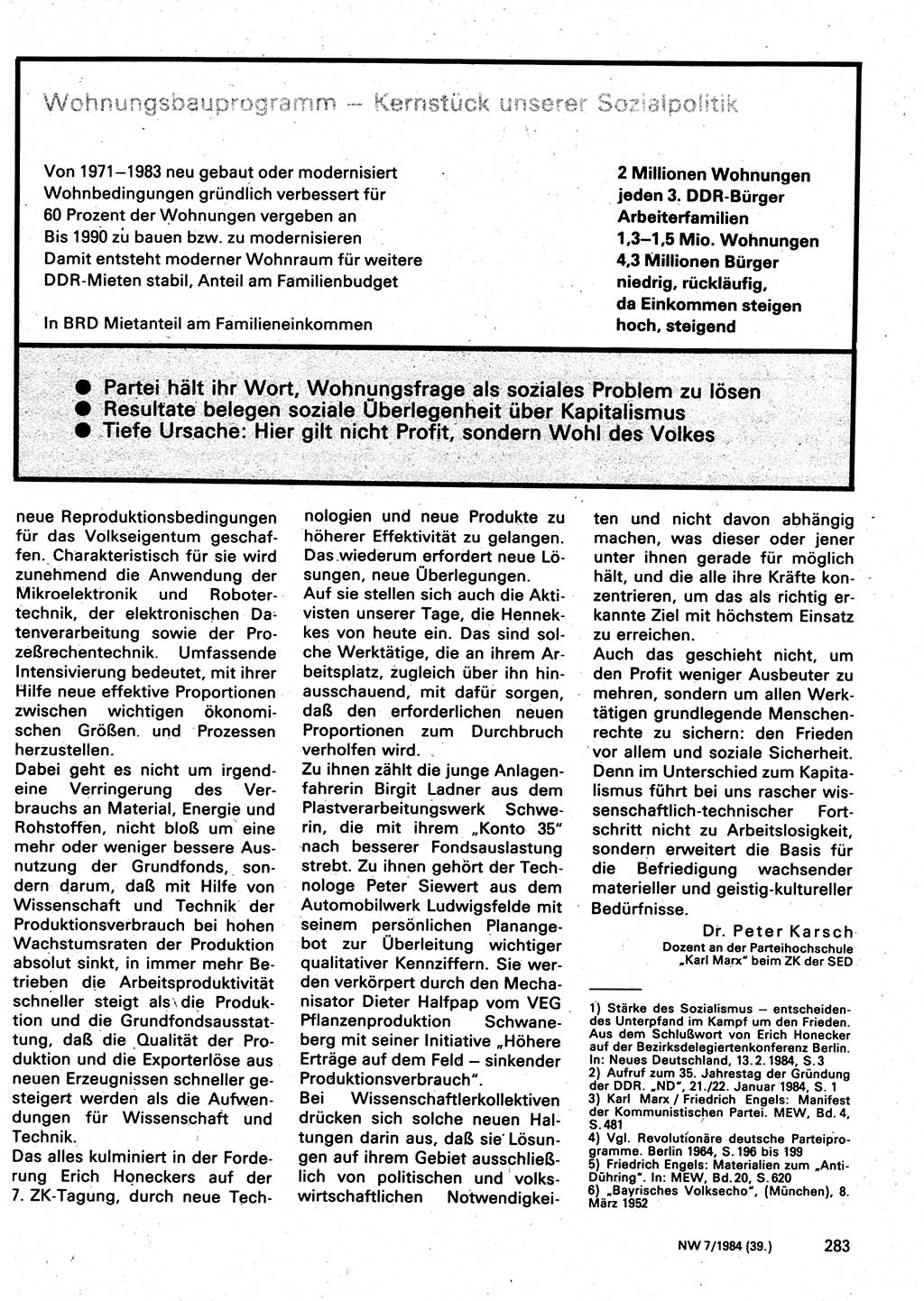 Neuer Weg (NW), Organ des Zentralkomitees (ZK) der SED (Sozialistische Einheitspartei Deutschlands) für Fragen des Parteilebens, 39. Jahrgang [Deutsche Demokratische Republik (DDR)] 1984, Seite 283 (NW ZK SED DDR 1984, S. 283)