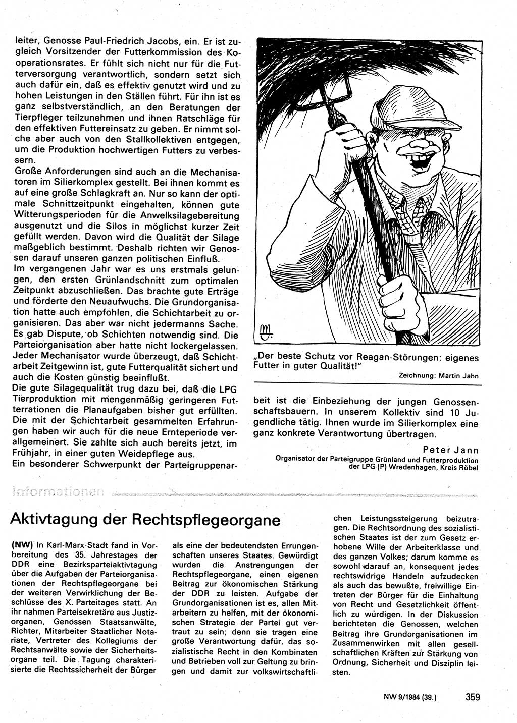 Neuer Weg (NW), Organ des Zentralkomitees (ZK) der SED (Sozialistische Einheitspartei Deutschlands) für Fragen des Parteilebens, 39. Jahrgang [Deutsche Demokratische Republik (DDR)] 1984, Seite 359 (NW ZK SED DDR 1984, S. 359)