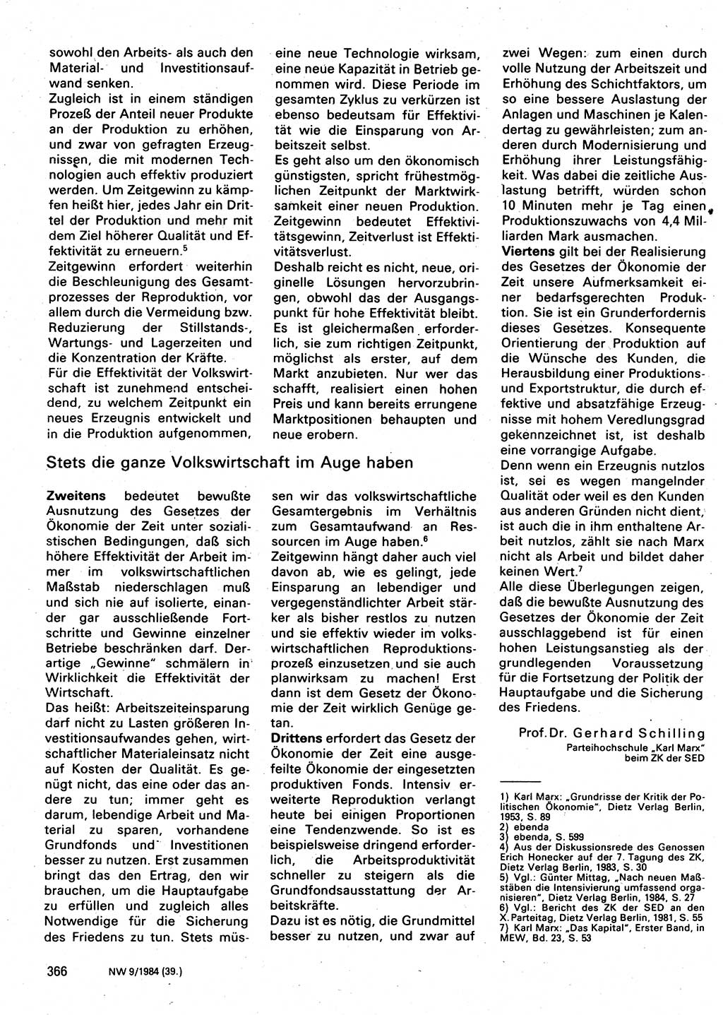 Neuer Weg (NW), Organ des Zentralkomitees (ZK) der SED (Sozialistische Einheitspartei Deutschlands) für Fragen des Parteilebens, 39. Jahrgang [Deutsche Demokratische Republik (DDR)] 1984, Seite 366 (NW ZK SED DDR 1984, S. 366)