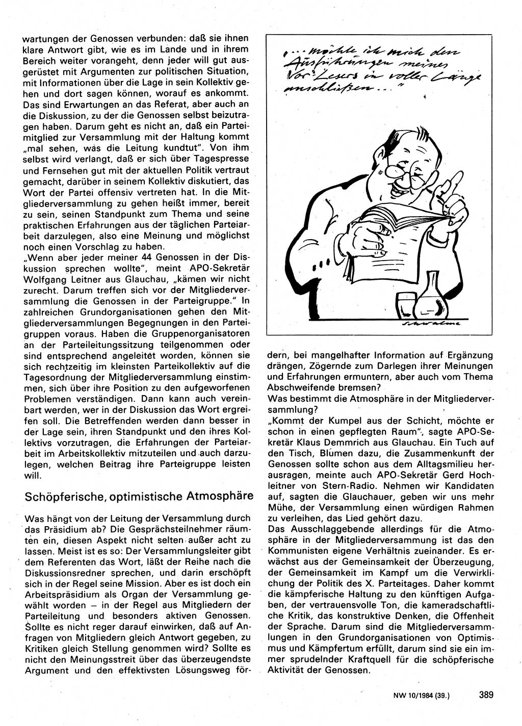 Neuer Weg (NW), Organ des Zentralkomitees (ZK) der SED (Sozialistische Einheitspartei Deutschlands) für Fragen des Parteilebens, 39. Jahrgang [Deutsche Demokratische Republik (DDR)] 1984, Seite 389 (NW ZK SED DDR 1984, S. 389)