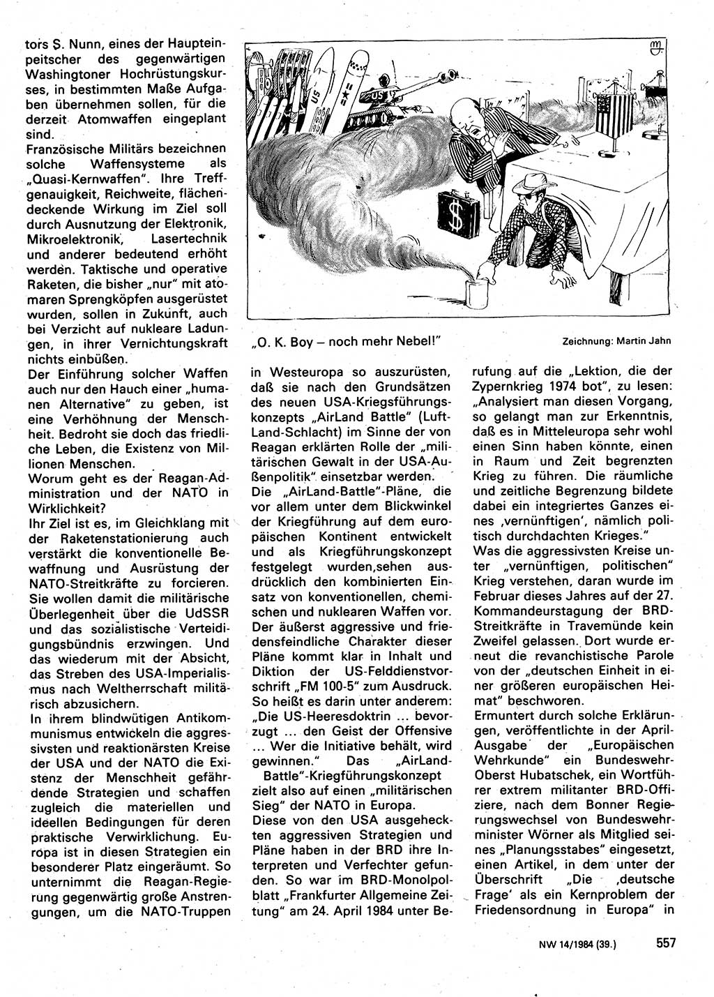 Neuer Weg (NW), Organ des Zentralkomitees (ZK) der SED (Sozialistische Einheitspartei Deutschlands) für Fragen des Parteilebens, 39. Jahrgang [Deutsche Demokratische Republik (DDR)] 1984, Seite 557 (NW ZK SED DDR 1984, S. 557)
