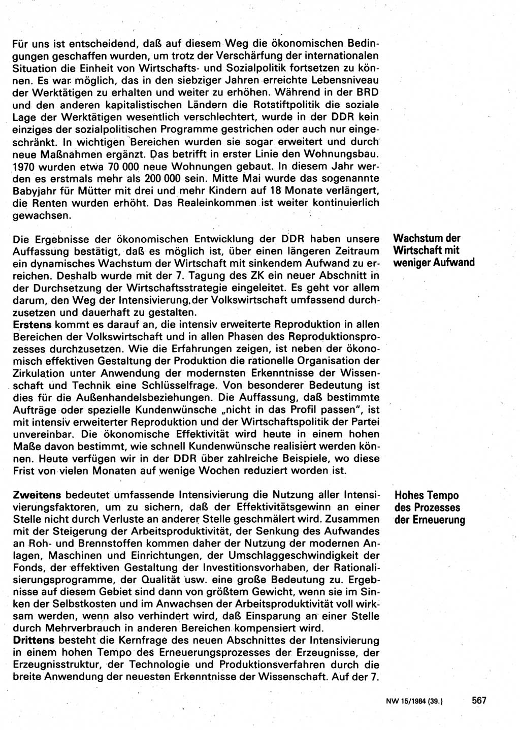 Neuer Weg (NW), Organ des Zentralkomitees (ZK) der SED (Sozialistische Einheitspartei Deutschlands) für Fragen des Parteilebens, 39. Jahrgang [Deutsche Demokratische Republik (DDR)] 1984, Seite 567 (NW ZK SED DDR 1984, S. 567)