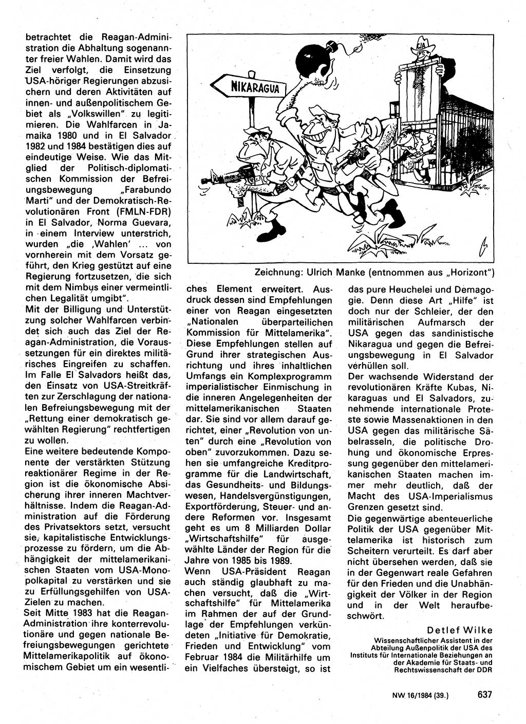 Neuer Weg (NW), Organ des Zentralkomitees (ZK) der SED (Sozialistische Einheitspartei Deutschlands) für Fragen des Parteilebens, 39. Jahrgang [Deutsche Demokratische Republik (DDR)] 1984, Seite 637 (NW ZK SED DDR 1984, S. 637)