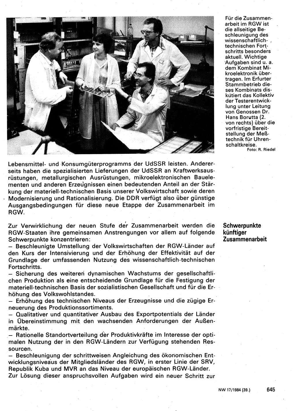 Neuer Weg (NW), Organ des Zentralkomitees (ZK) der SED (Sozialistische Einheitspartei Deutschlands) für Fragen des Parteilebens, 39. Jahrgang [Deutsche Demokratische Republik (DDR)] 1984, Seite 645 (NW ZK SED DDR 1984, S. 645)