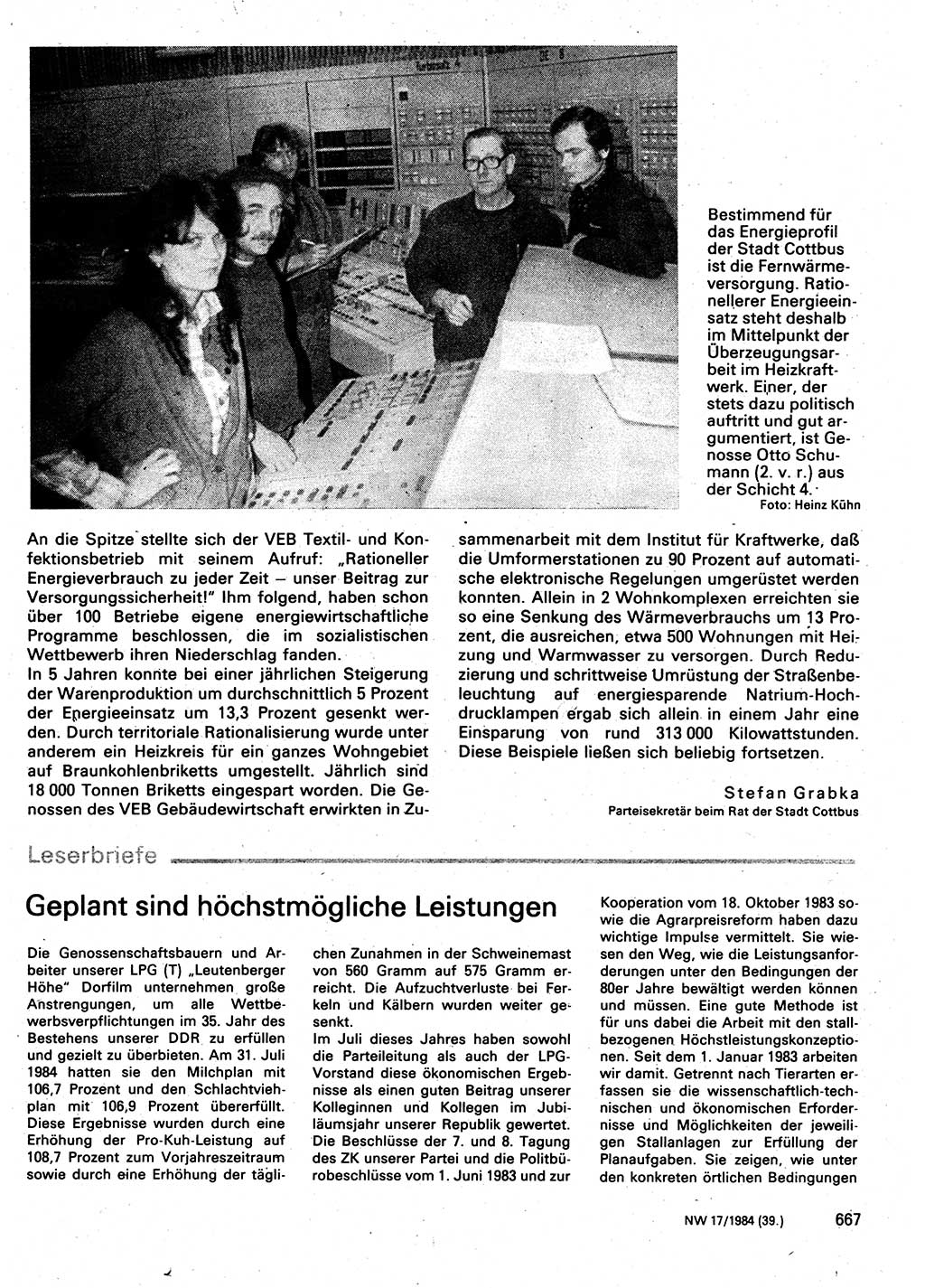 Neuer Weg (NW), Organ des Zentralkomitees (ZK) der SED (Sozialistische Einheitspartei Deutschlands) für Fragen des Parteilebens, 39. Jahrgang [Deutsche Demokratische Republik (DDR)] 1984, Seite 667 (NW ZK SED DDR 1984, S. 667)