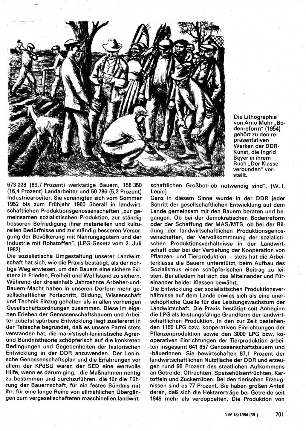 Neuer Weg (NW), Organ des Zentralkomitees (ZK) der SED (Sozialistische Einheitspartei Deutschlands) für Fragen des Parteilebens, 39. Jahrgang [Deutsche Demokratische Republik (DDR)] 1984, Seite 701 (NW ZK SED DDR 1984, S. 701)