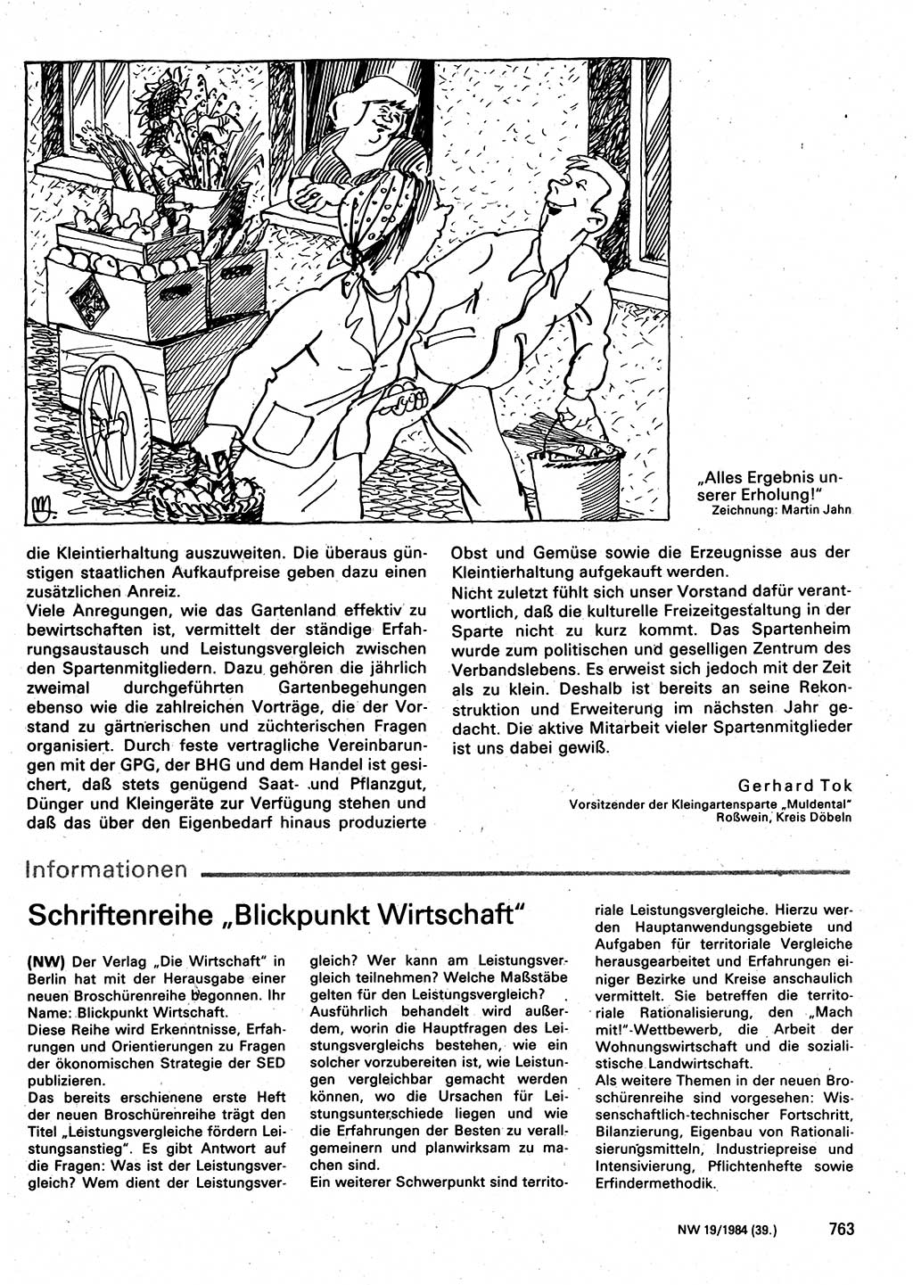 Neuer Weg (NW), Organ des Zentralkomitees (ZK) der SED (Sozialistische Einheitspartei Deutschlands) für Fragen des Parteilebens, 39. Jahrgang [Deutsche Demokratische Republik (DDR)] 1984, Seite 763 (NW ZK SED DDR 1984, S. 763)
