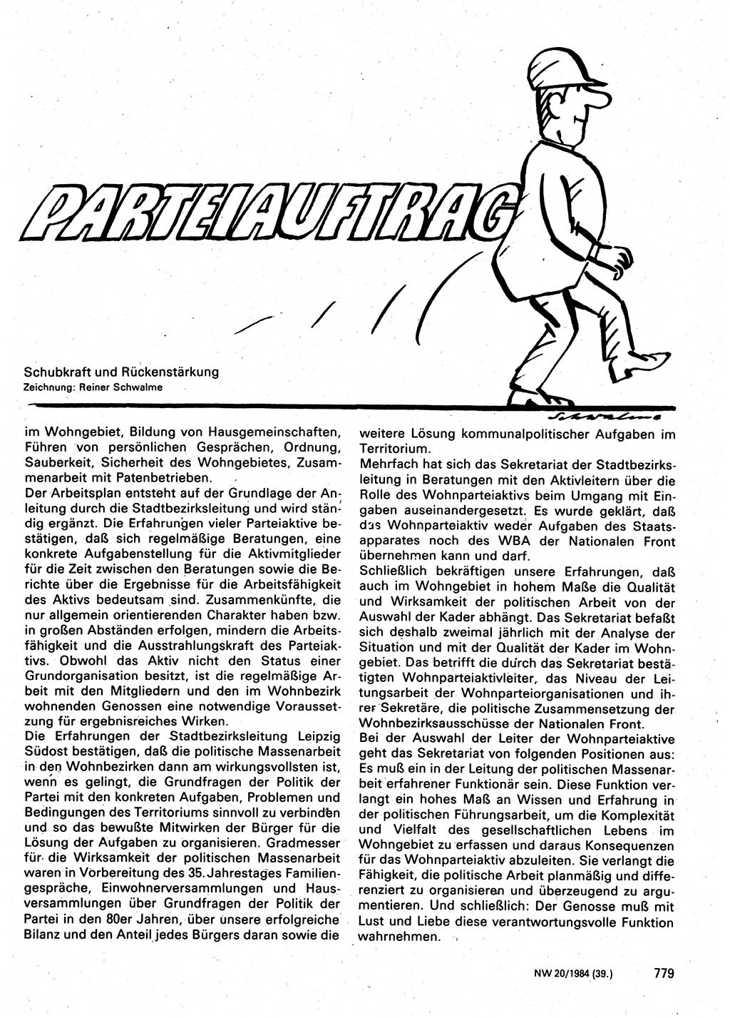 Neuer Weg (NW), Organ des Zentralkomitees (ZK) der SED (Sozialistische Einheitspartei Deutschlands) für Fragen des Parteilebens, 39. Jahrgang [Deutsche Demokratische Republik (DDR)] 1984, Seite 779 (NW ZK SED DDR 1984, S. 779)