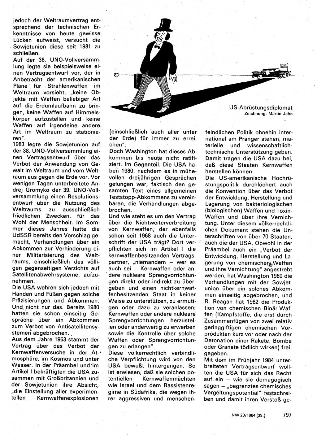 Neuer Weg (NW), Organ des Zentralkomitees (ZK) der SED (Sozialistische Einheitspartei Deutschlands) für Fragen des Parteilebens, 39. Jahrgang [Deutsche Demokratische Republik (DDR)] 1984, Seite 797 (NW ZK SED DDR 1984, S. 797)