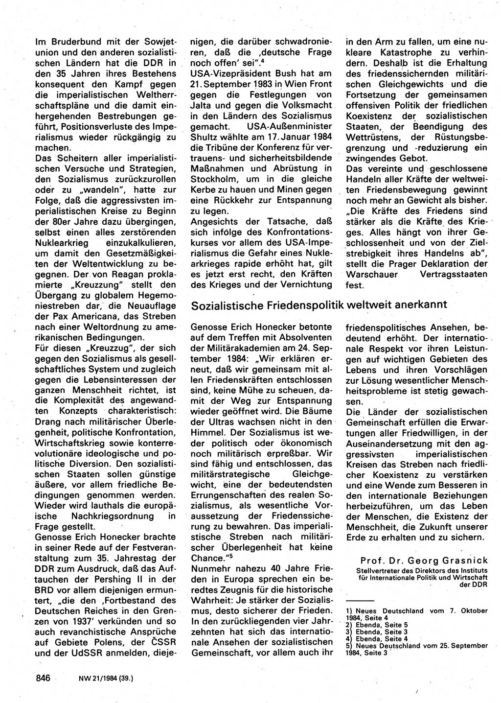 Neuer Weg (NW), Organ des Zentralkomitees (ZK) der SED (Sozialistische Einheitspartei Deutschlands) für Fragen des Parteilebens, 39. Jahrgang [Deutsche Demokratische Republik (DDR)] 1984, Seite 846 (NW ZK SED DDR 1984, S. 846)