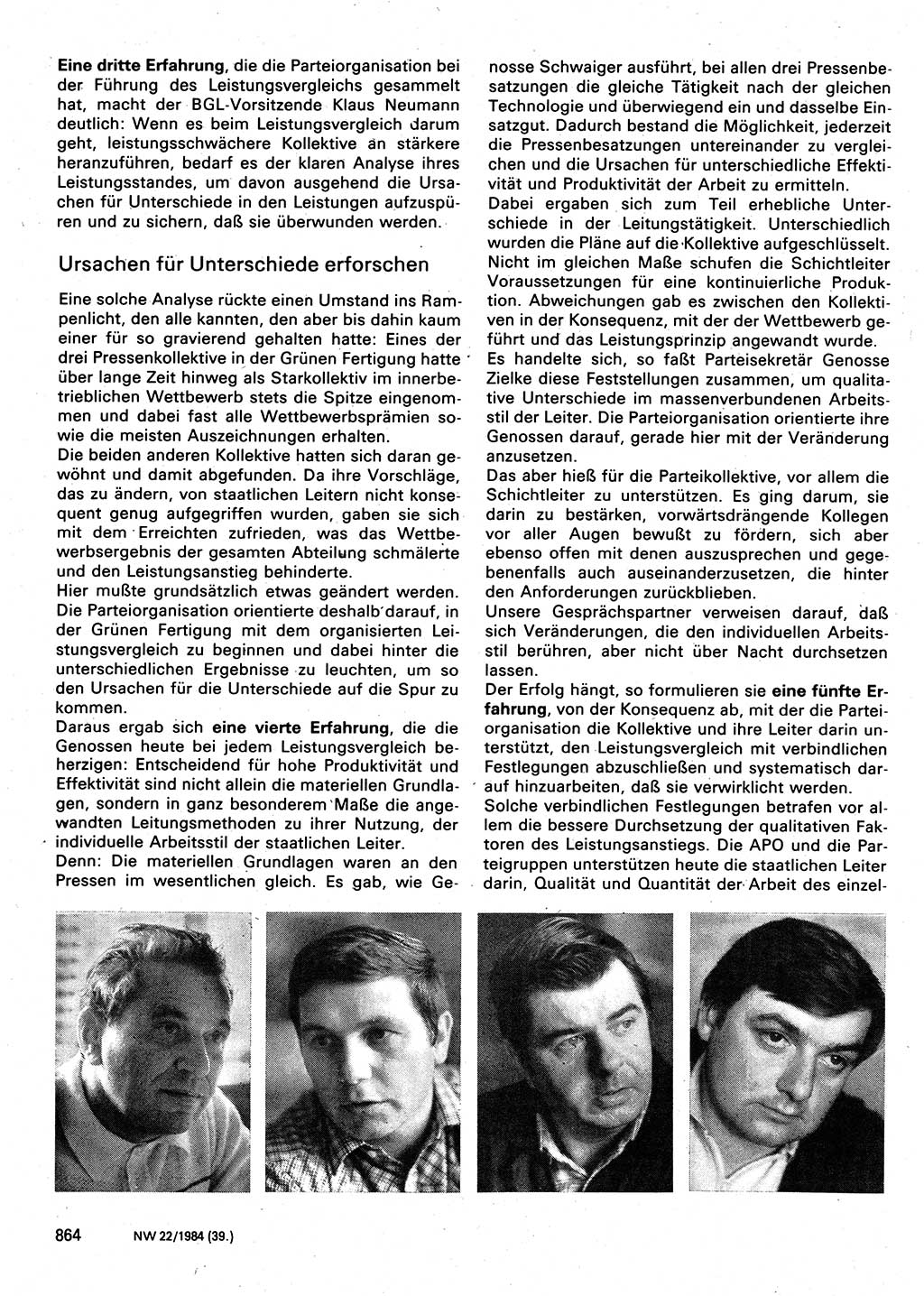 Neuer Weg (NW), Organ des Zentralkomitees (ZK) der SED (Sozialistische Einheitspartei Deutschlands) für Fragen des Parteilebens, 39. Jahrgang [Deutsche Demokratische Republik (DDR)] 1984, Seite 864 (NW ZK SED DDR 1984, S. 864)