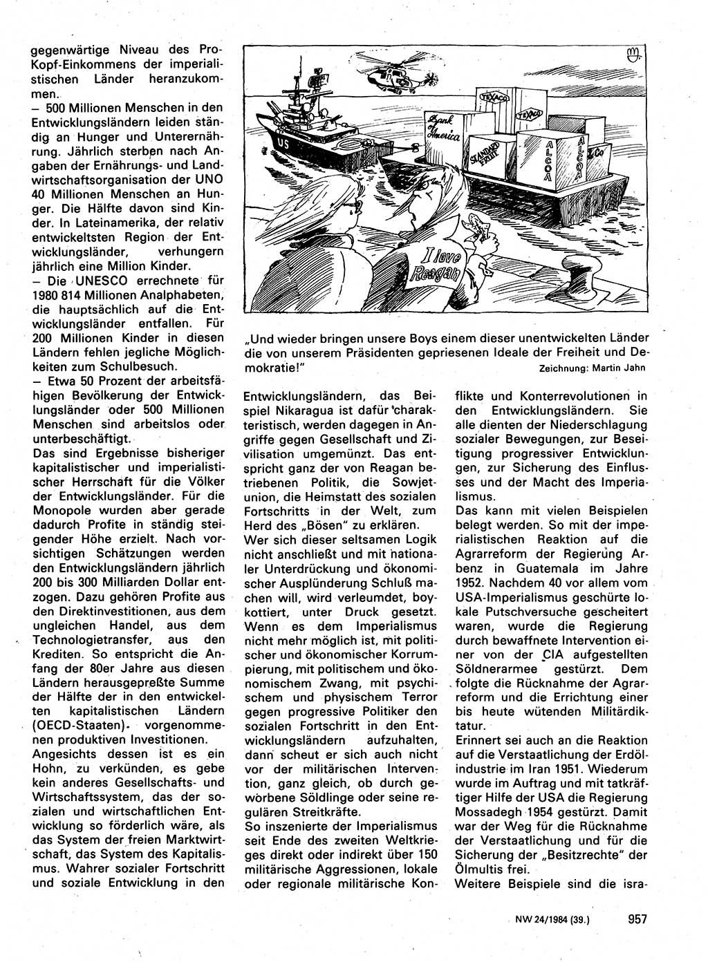 Neuer Weg (NW), Organ des Zentralkomitees (ZK) der SED (Sozialistische Einheitspartei Deutschlands) für Fragen des Parteilebens, 39. Jahrgang [Deutsche Demokratische Republik (DDR)] 1984, Seite 957 (NW ZK SED DDR 1984, S. 957)