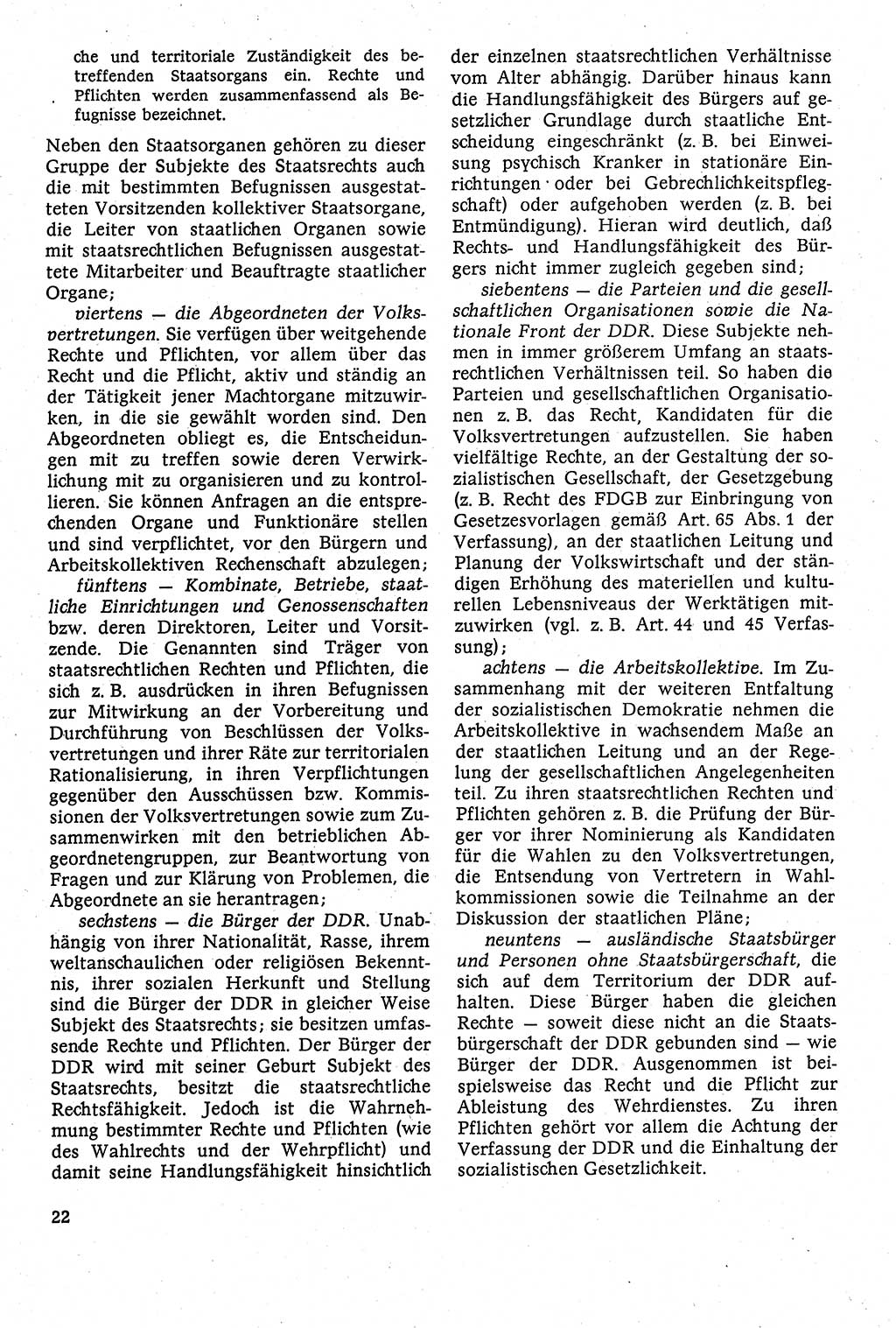 Staatsrecht der DDR [Deutsche Demokratische Republik (DDR)], Lehrbuch 1984, Seite 22 (St.-R. DDR Lb. 1984, S. 22)