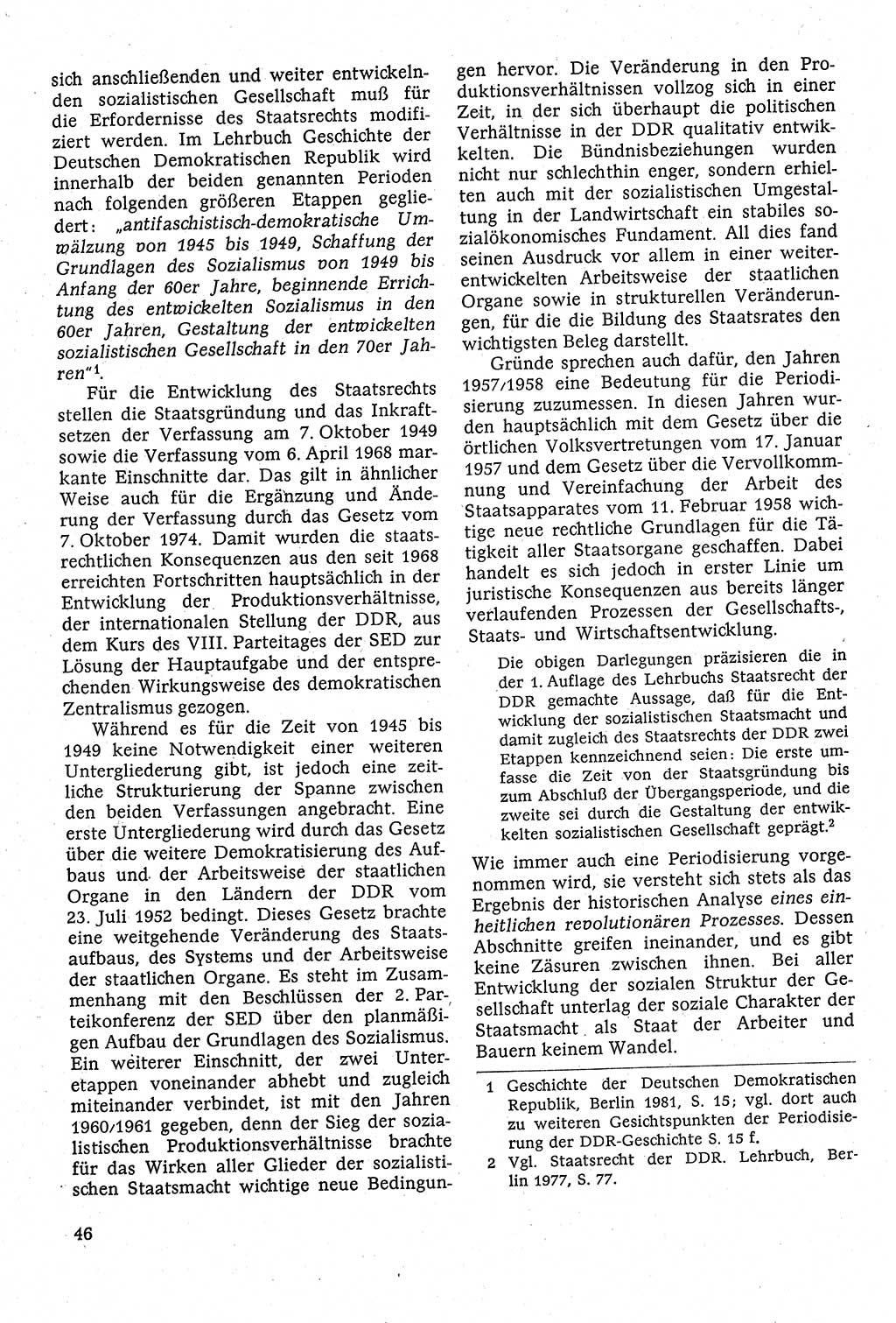 Staatsrecht der DDR [Deutsche Demokratische Republik (DDR)], Lehrbuch 1984, Seite 46 (St.-R. DDR Lb. 1984, S. 46)