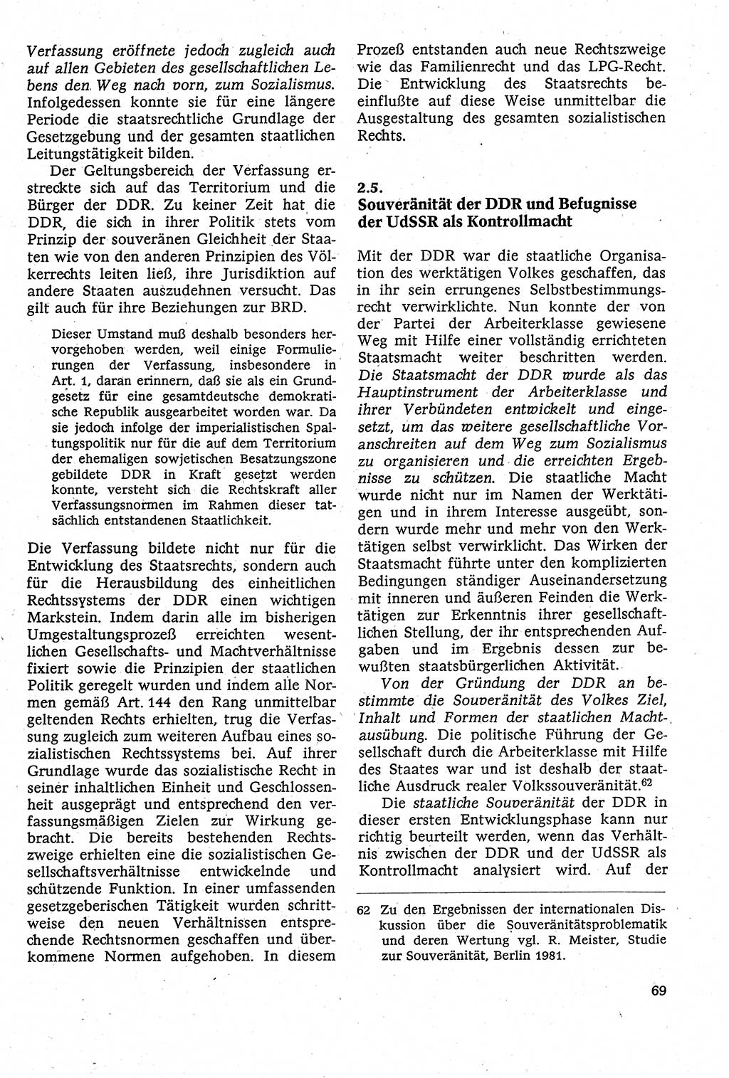 Staatsrecht der DDR [Deutsche Demokratische Republik (DDR)], Lehrbuch 1984, Seite 69 (St.-R. DDR Lb. 1984, S. 69)