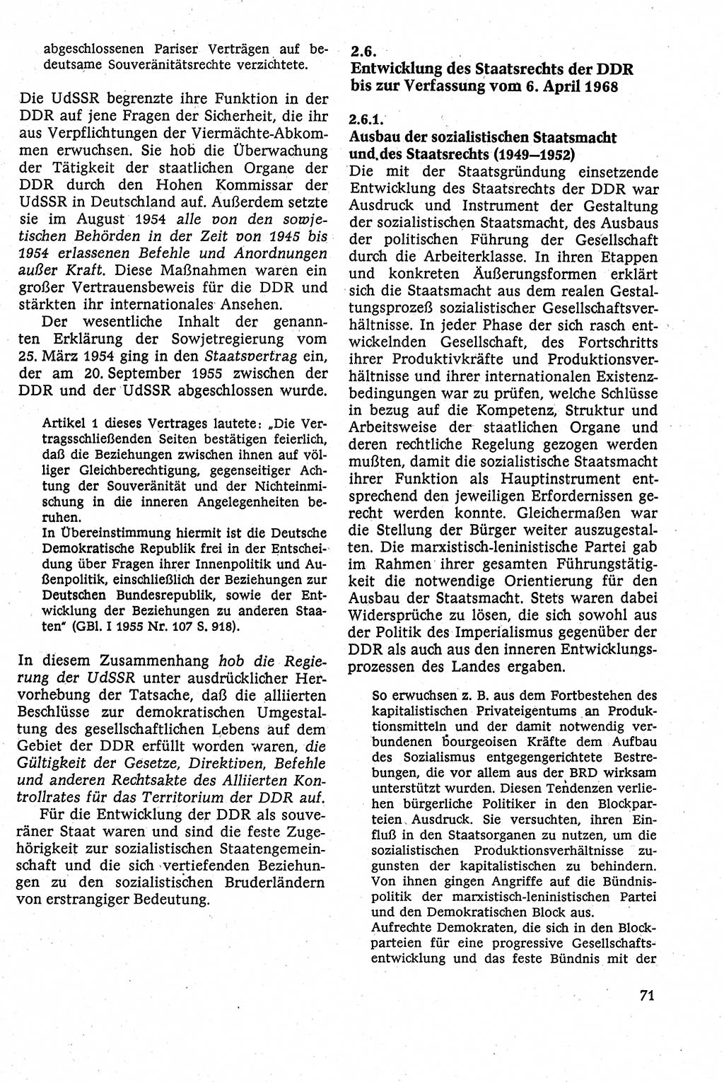 Staatsrecht der DDR [Deutsche Demokratische Republik (DDR)], Lehrbuch 1984, Seite 71 (St.-R. DDR Lb. 1984, S. 71)