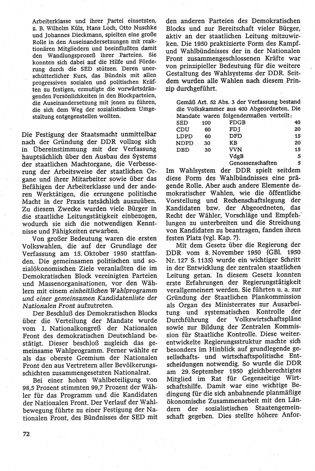 Staatsrecht der DDR [Deutsche Demokratische Republik (DDR)], Lehrbuch 1984, Seite 72 (St.-R. DDR Lb. 1984, S. 72)