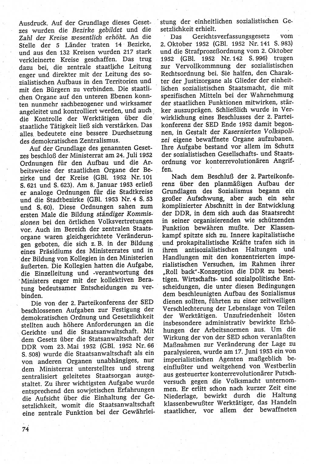 Staatsrecht der DDR [Deutsche Demokratische Republik (DDR)], Lehrbuch 1984, Seite 74 (St.-R. DDR Lb. 1984, S. 74)