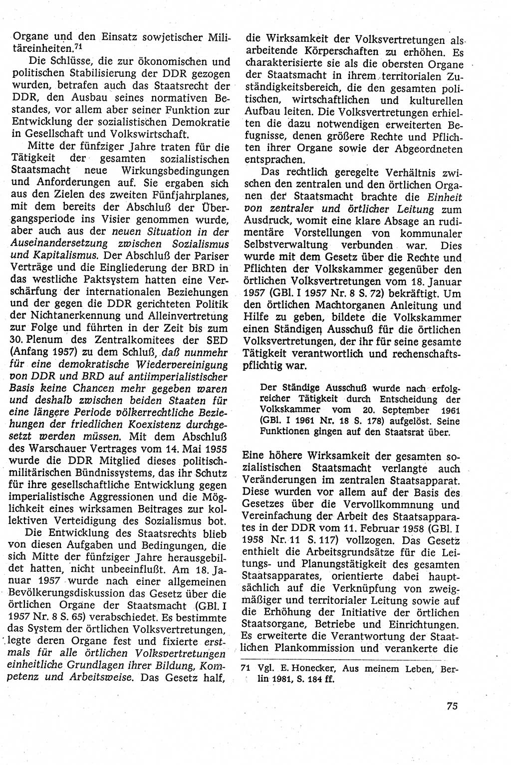 Staatsrecht der DDR [Deutsche Demokratische Republik (DDR)], Lehrbuch 1984, Seite 75 (St.-R. DDR Lb. 1984, S. 75)
