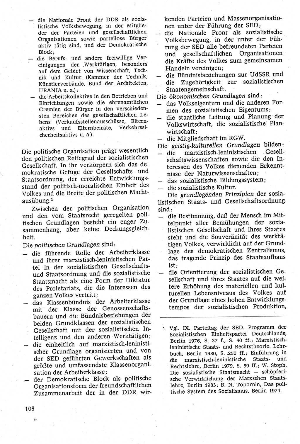 Staatsrecht der DDR [Deutsche Demokratische Republik (DDR)], Lehrbuch 1984, Seite 108 (St.-R. DDR Lb. 1984, S. 108)