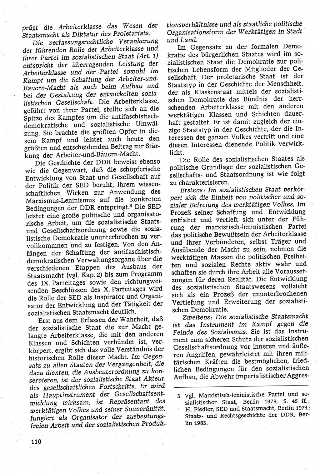 Staatsrecht der DDR [Deutsche Demokratische Republik (DDR)], Lehrbuch 1984, Seite 110 (St.-R. DDR Lb. 1984, S. 110)