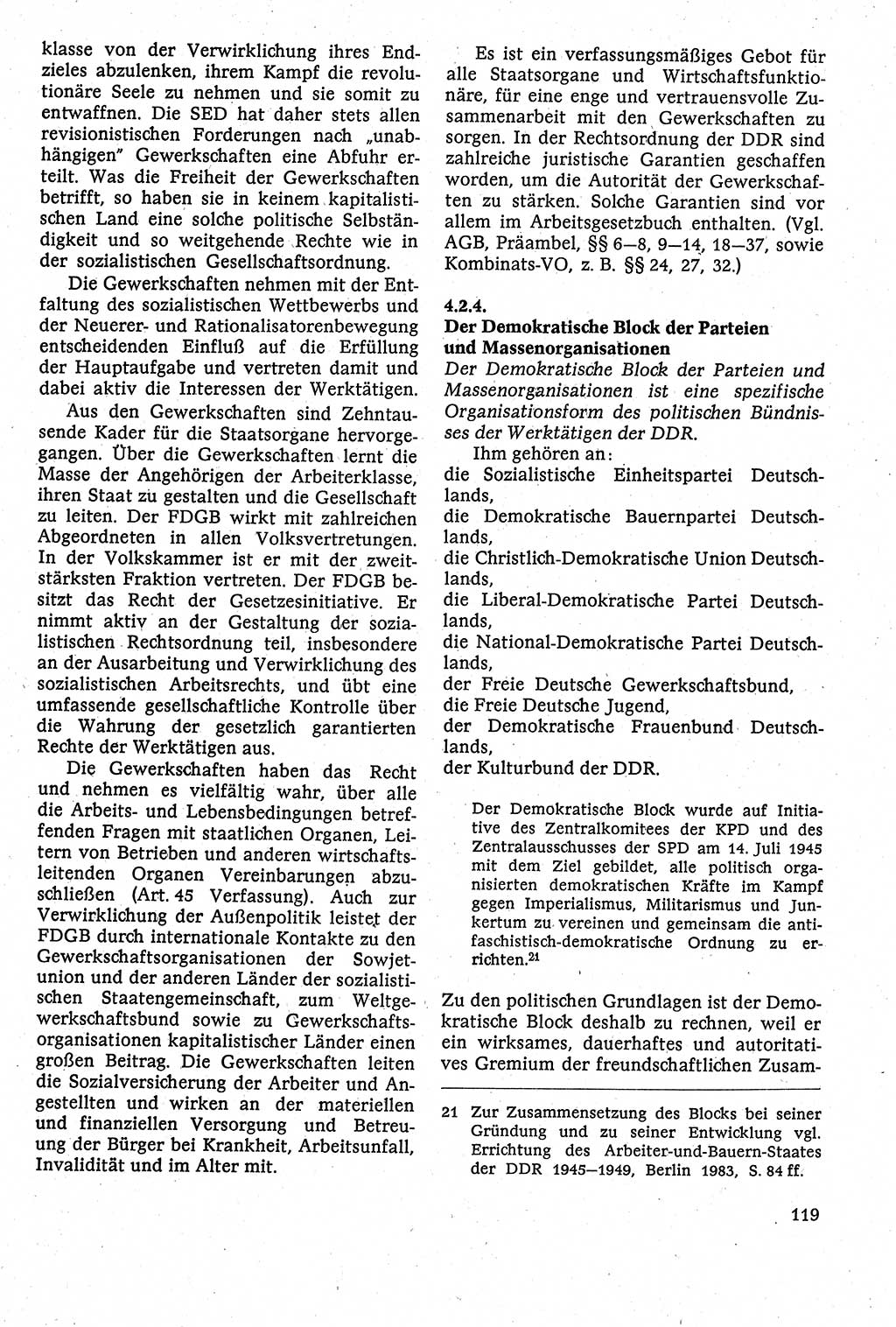Staatsrecht der DDR [Deutsche Demokratische Republik (DDR)], Lehrbuch 1984, Seite 119 (St.-R. DDR Lb. 1984, S. 119)