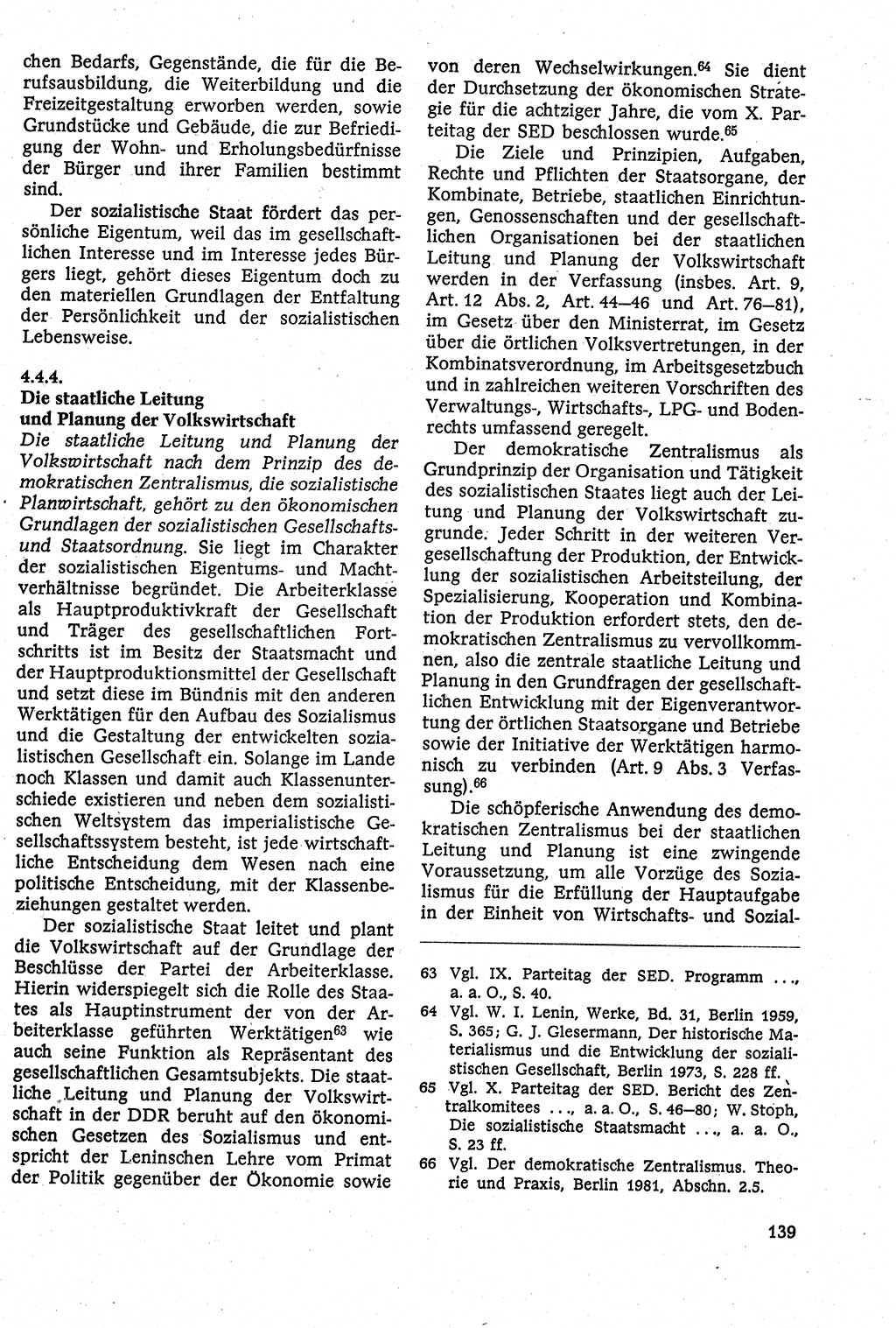 Staatsrecht der DDR [Deutsche Demokratische Republik (DDR)], Lehrbuch 1984, Seite 139 (St.-R. DDR Lb. 1984, S. 139)