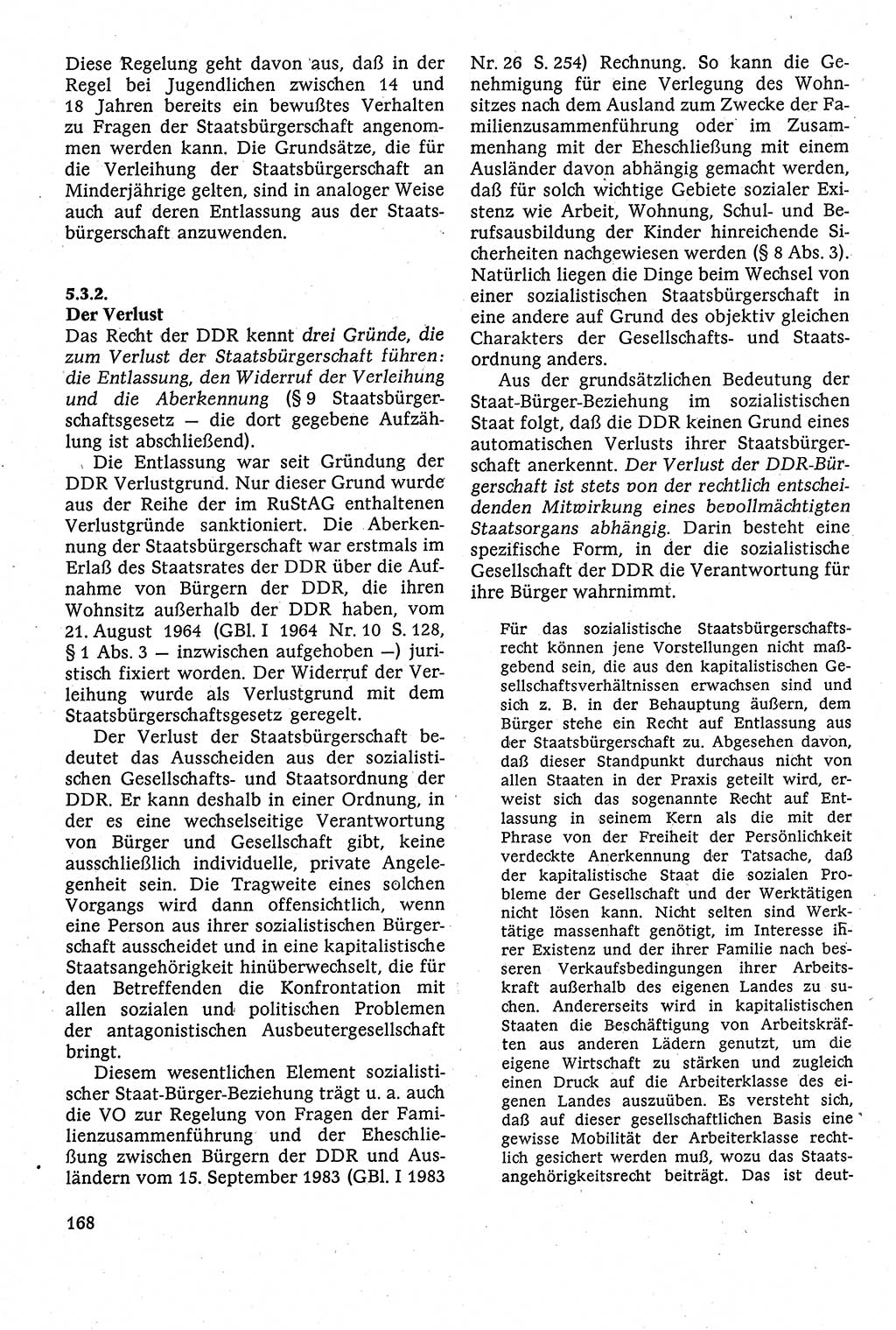 Staatsrecht der DDR [Deutsche Demokratische Republik (DDR)], Lehrbuch 1984, Seite 168 (St.-R. DDR Lb. 1984, S. 168)