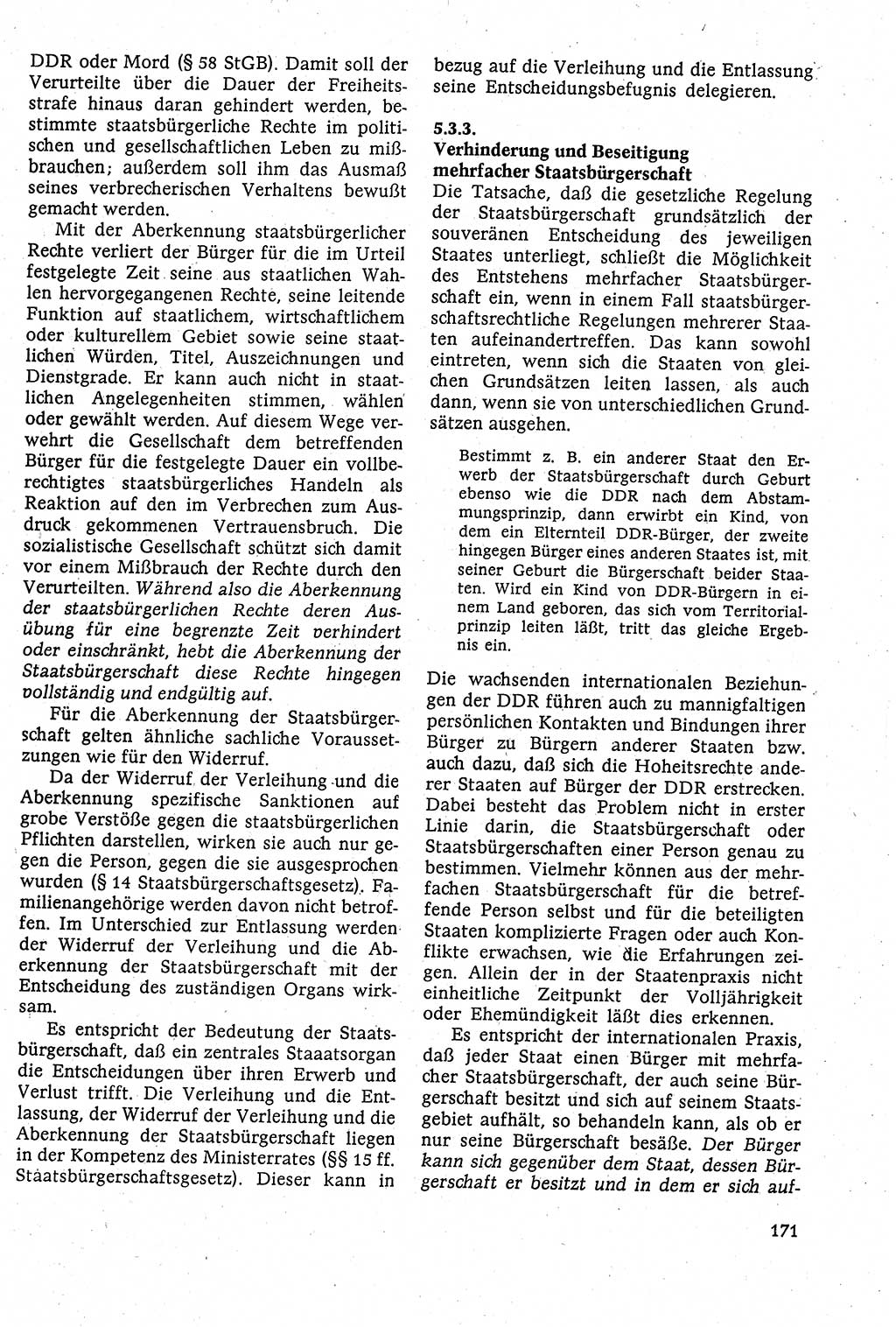 Staatsrecht der DDR [Deutsche Demokratische Republik (DDR)], Lehrbuch 1984, Seite 171 (St.-R. DDR Lb. 1984, S. 171)