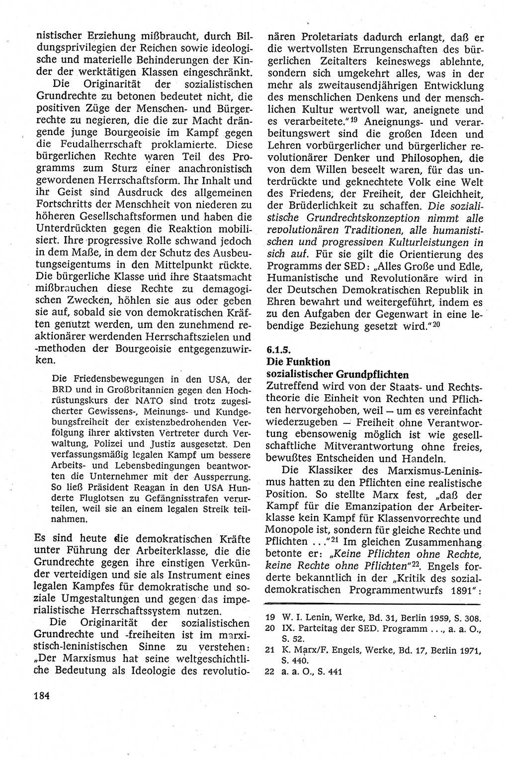 Staatsrecht der DDR [Deutsche Demokratische Republik (DDR)], Lehrbuch 1984, Seite 184 (St.-R. DDR Lb. 1984, S. 184)