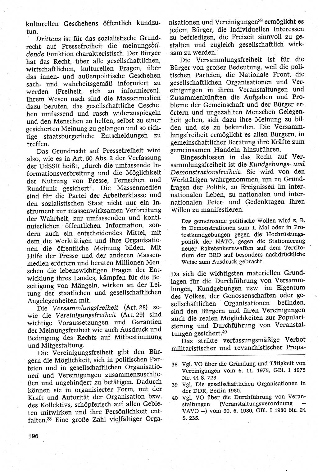 Staatsrecht der DDR [Deutsche Demokratische Republik (DDR)], Lehrbuch 1984, Seite 196 (St.-R. DDR Lb. 1984, S. 196)