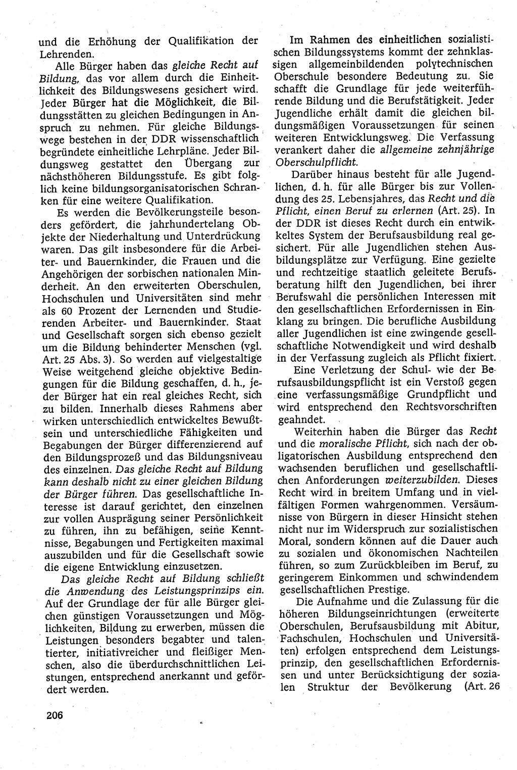 Staatsrecht der DDR [Deutsche Demokratische Republik (DDR)], Lehrbuch 1984, Seite 206 (St.-R. DDR Lb. 1984, S. 206)