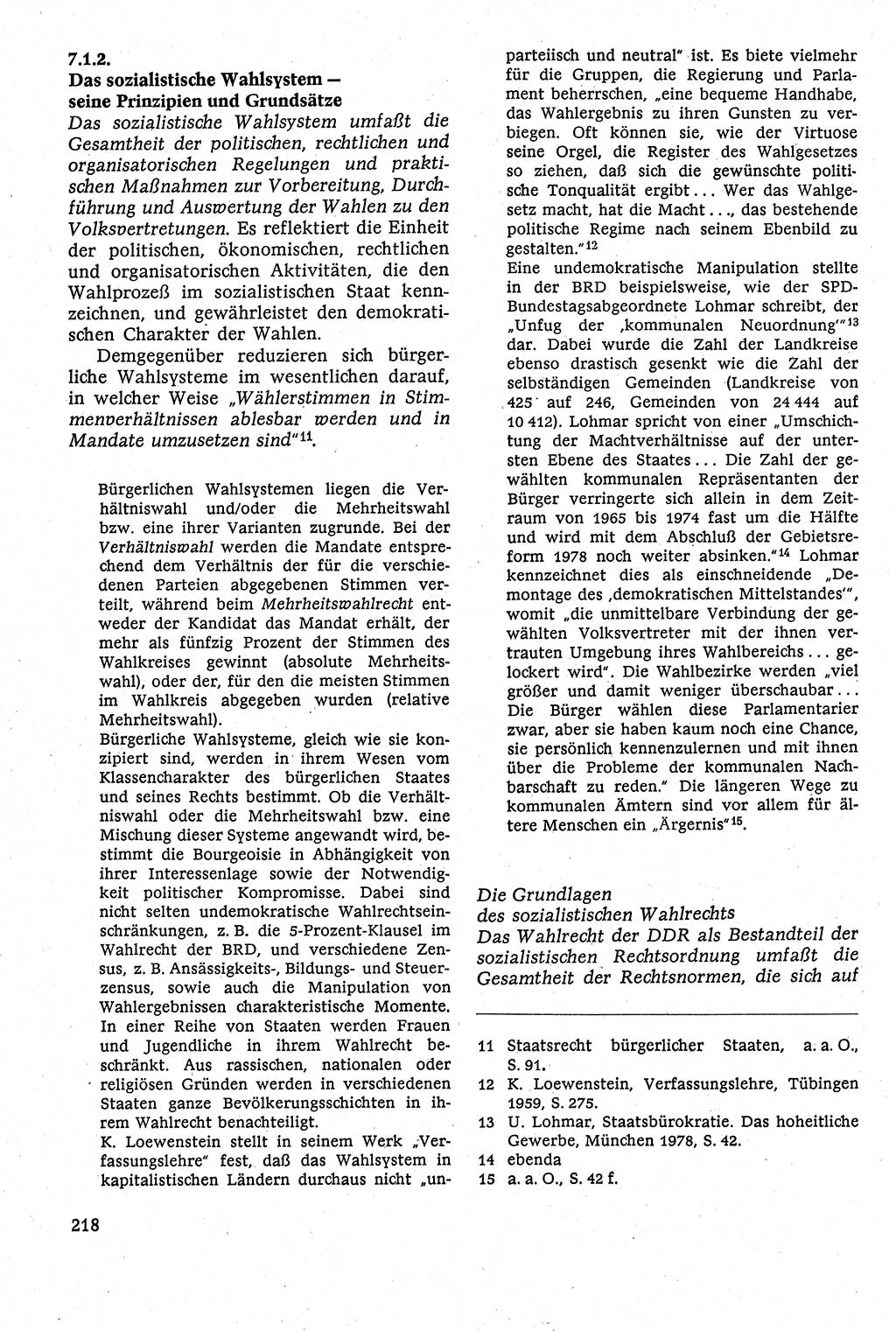 Staatsrecht der DDR [Deutsche Demokratische Republik (DDR)], Lehrbuch 1984, Seite 218 (St.-R. DDR Lb. 1984, S. 218)