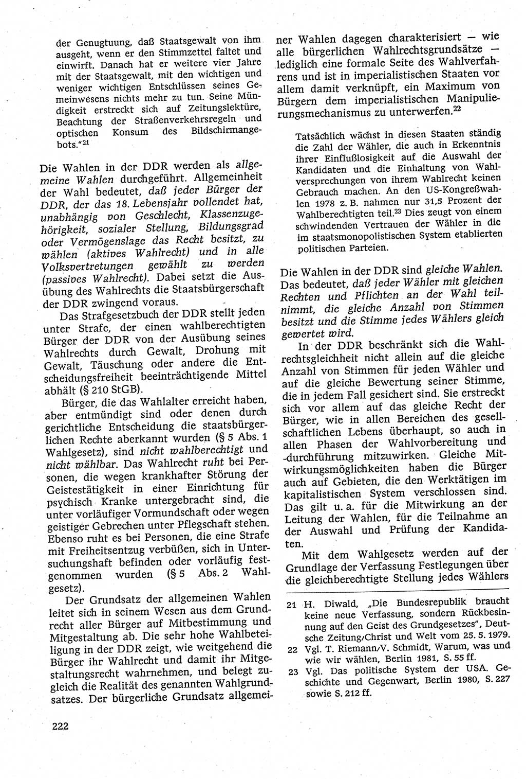 Staatsrecht der DDR [Deutsche Demokratische Republik (DDR)], Lehrbuch 1984, Seite 222 (St.-R. DDR Lb. 1984, S. 222)